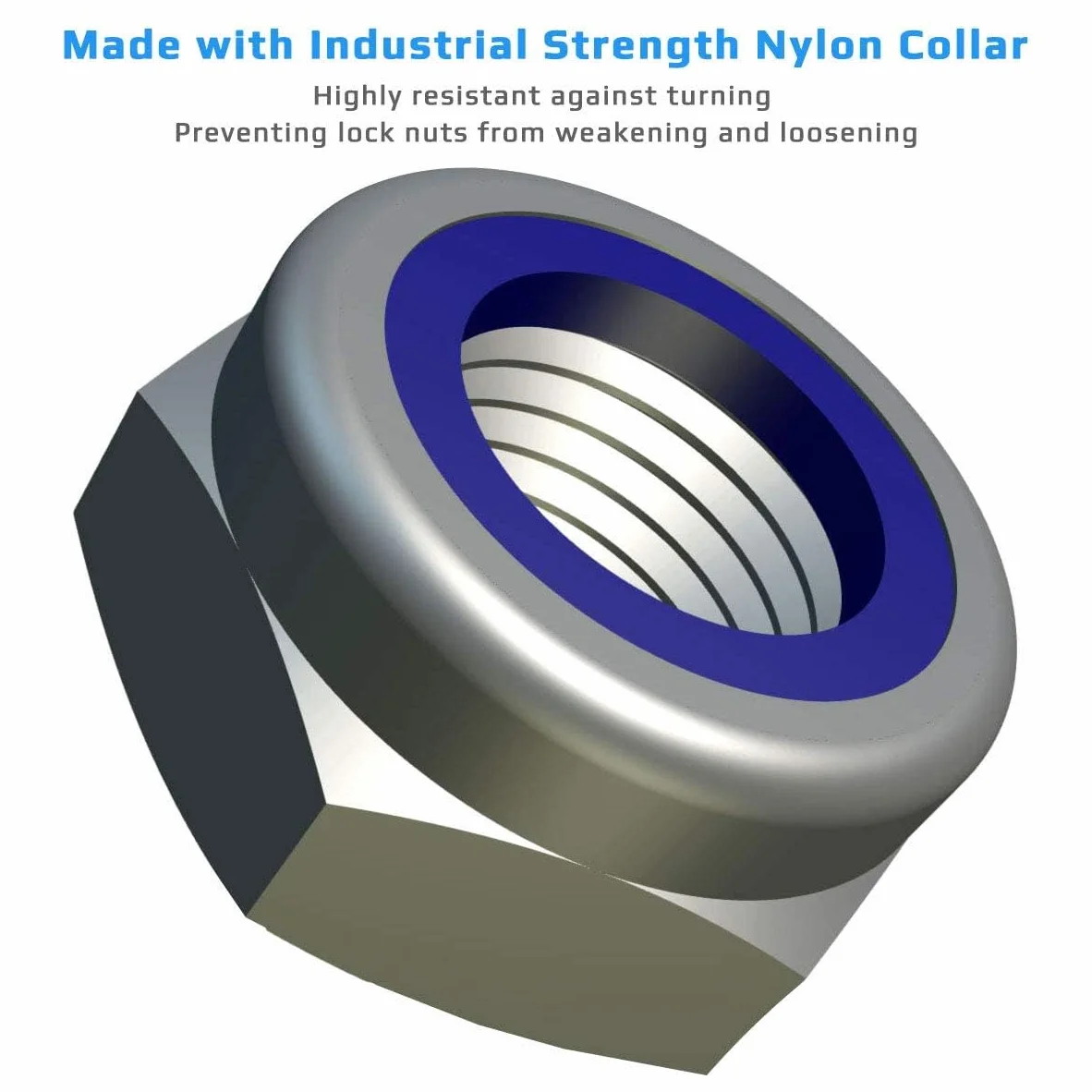 Dado Flangiato Di Bloccaggio ISO 10511 DIN 985 M12 Acciaio Legato Zincato Autobloccante Con Nylon (5 Pezzi)