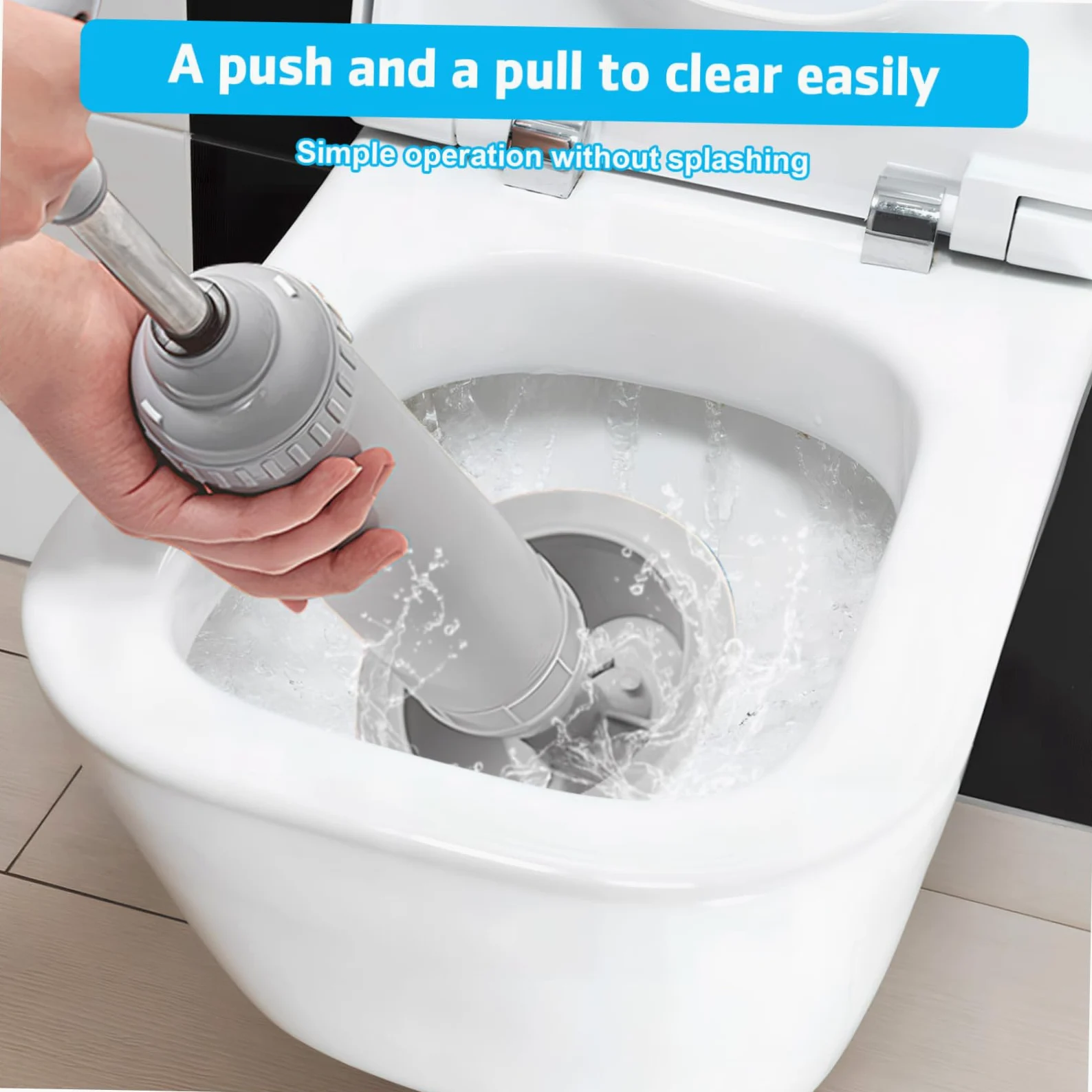 SHINEOFI Sturalavandini per WC a Pressione, Sblocco Rapido per Scarichi e Lavandini, Testa Curva, Struttura Robusta in Acciaio Inox e Pp, Bagno e Cucina