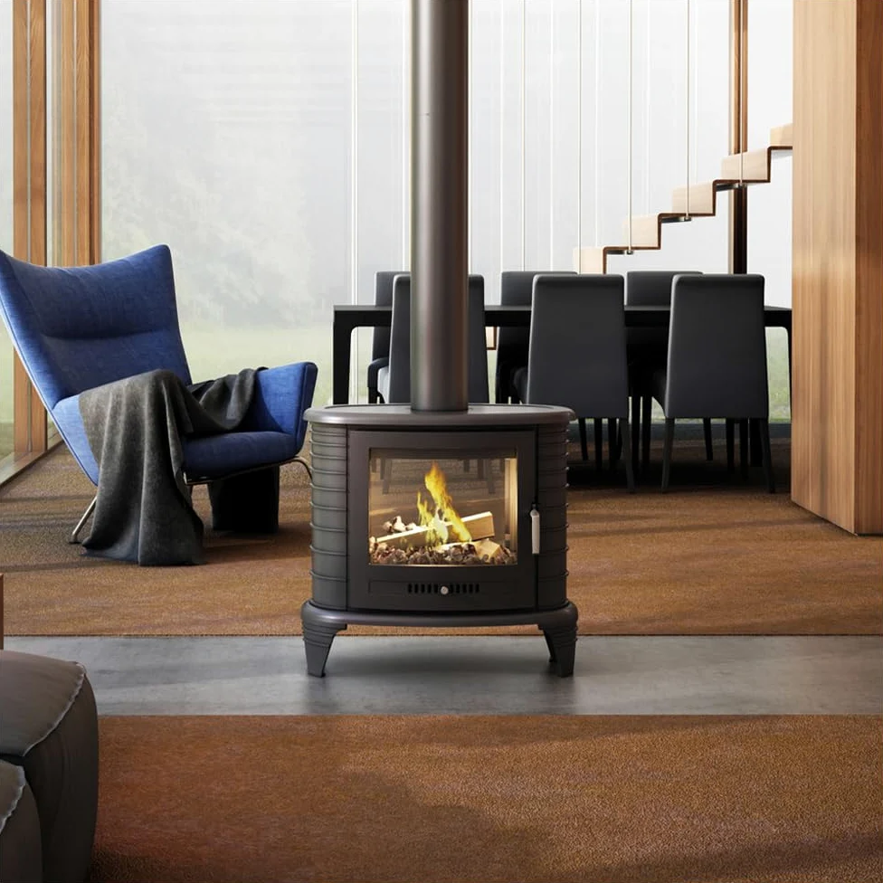 KRATKI Stufa a legna in ghisa KOZA K8 9,9 kW Ø150 tunnel A Stufe Svedesi | Ghisa nero, efficienza 75,2%, classe A. Ecodesign.; Gamma di potenza 5-11kW; combustione efficiente; basse emissioni