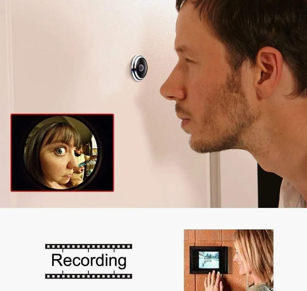 Telecamera di sorveglianza per Porte di Sicurezza con Telecamera spioncino grandangolare HD per la Sicurezza Domestica di Appartamenti per uffici e Ville