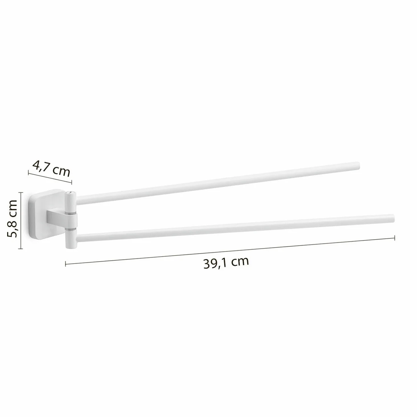 Kiamami Valentina Portasalviette Snodato Da Muro Bianco Opaco Tahiti | Acciaio inox e cromall, braccio mobile, fissaggio a vite, 39,1 cm, accessori bagno a muro