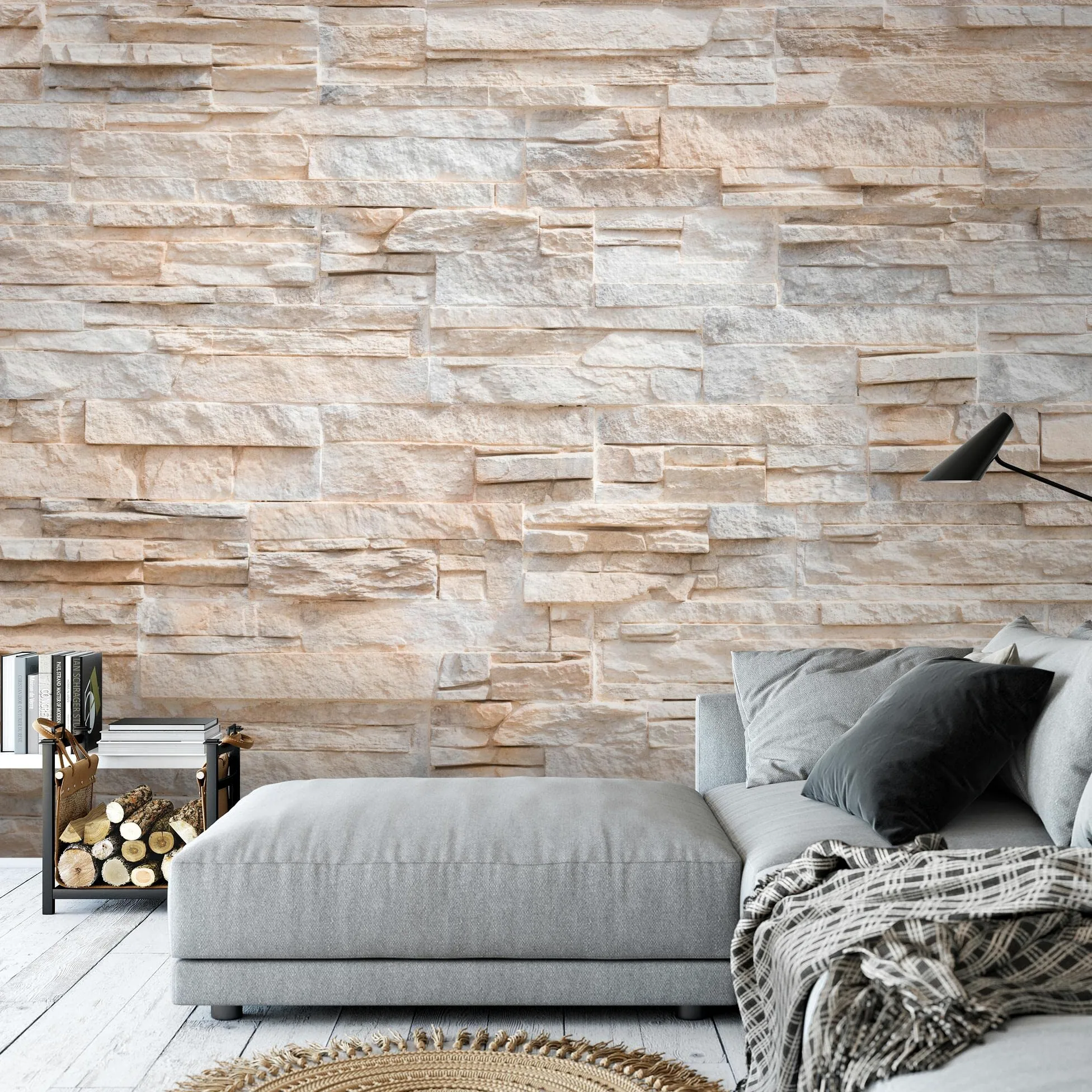 Runa Art Carta da parati fotografica 396 x 280 cm Effetto Steinwand 3D | Vello Decorazione Murale Soggiorno Camera Da Letto | Manifattura tedesca | beige 9082012a