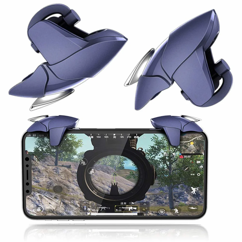Trigger di gioco, Metal Mobile Shark Gamepad Joystick per PUBG Mobile Gaming Trigger Fire Button Mirare per Key L1 R1 Shooter Controller, Blu
