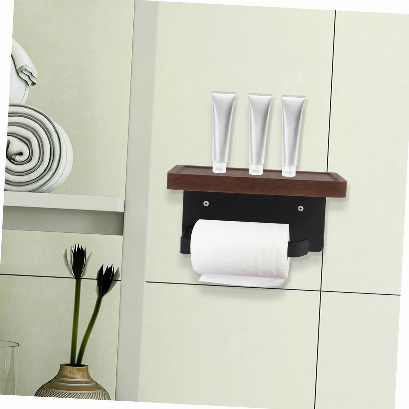 Igienica Mensola Inossidabile o Legno Porta Carta Acciaio Parete da Supporto con Integrata Funzionale Oggetti per Bagno e Toilette Casa Hotel per Pezzi eggetti Piccoli