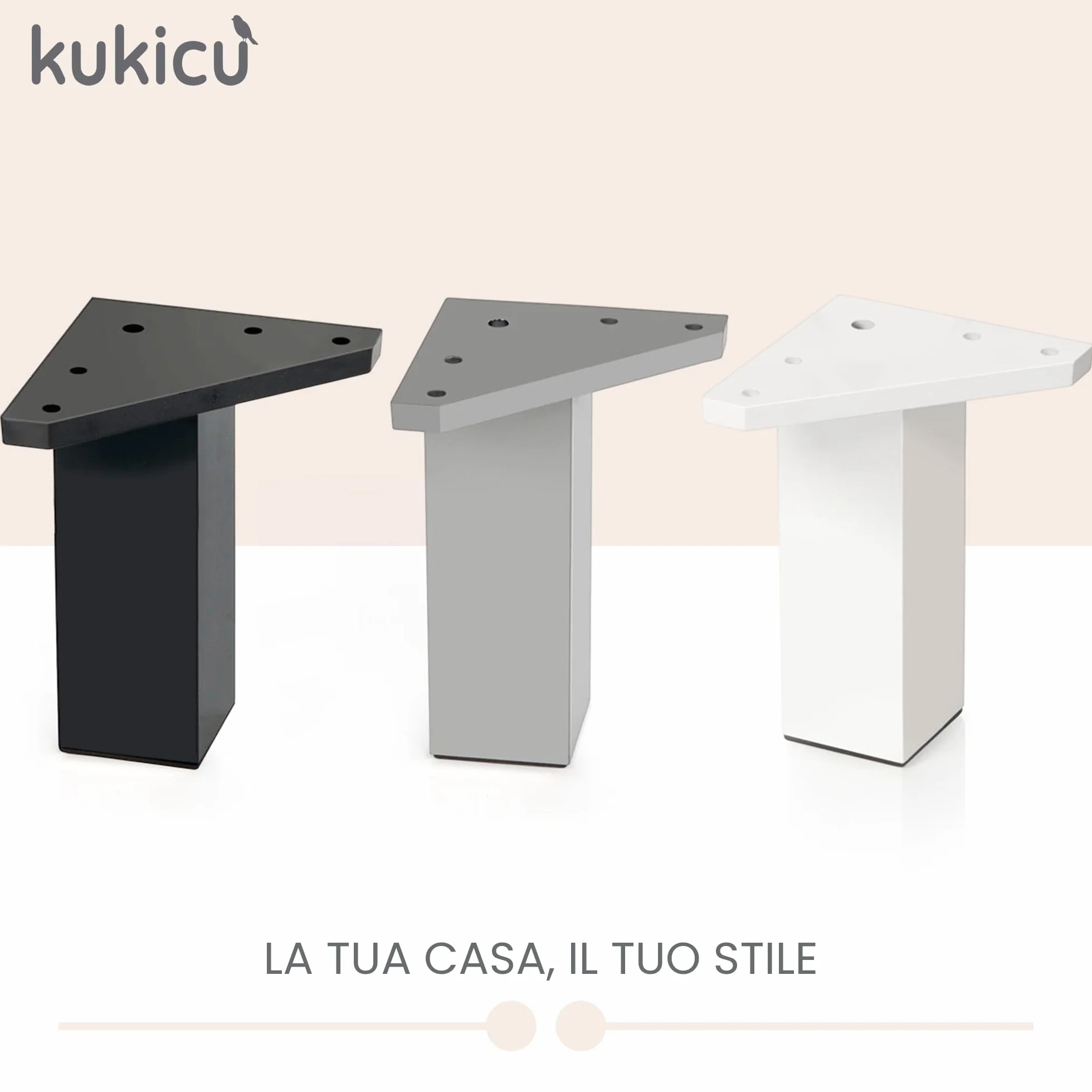 Białe Nóżki do Mebli 10 cm ABS - Zestaw 4 Sztuk z Śrubami
