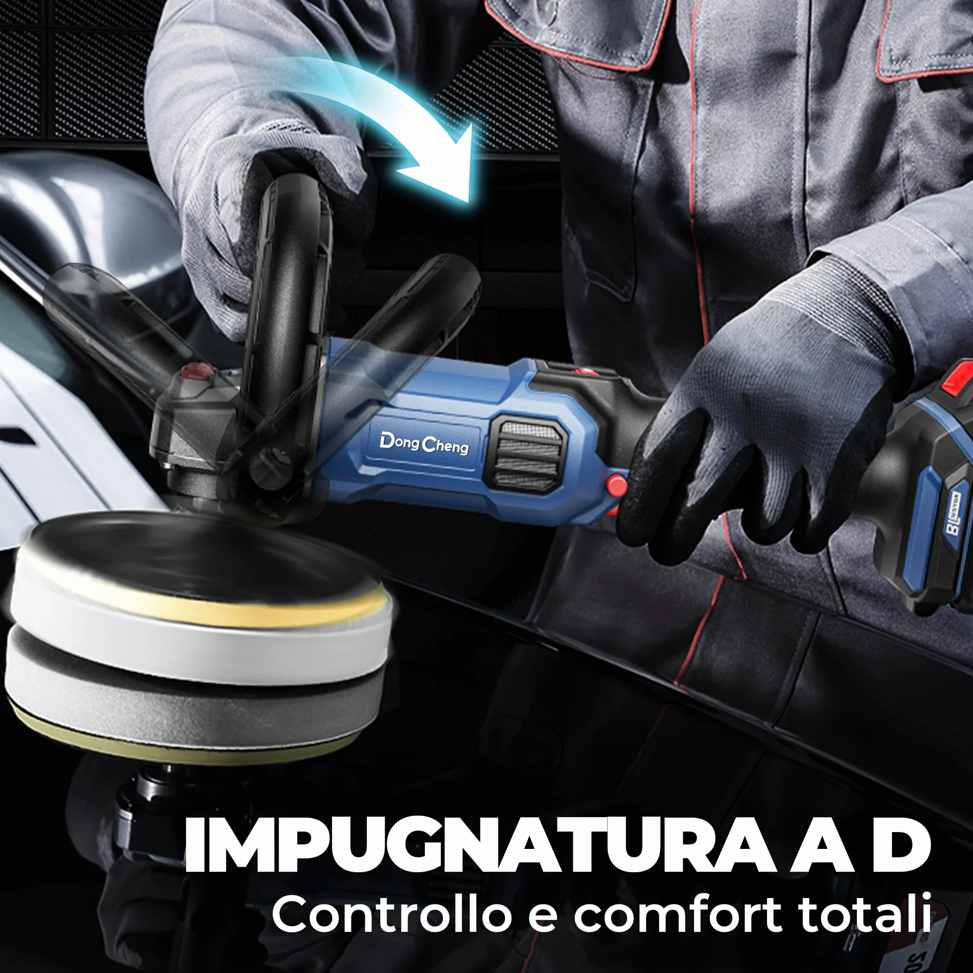 Dong Cheng Lucidatrice Senza Spazzole 150mm 4,0 Ah Batteria Avvio Graduale Stabilizzazione Elettronica