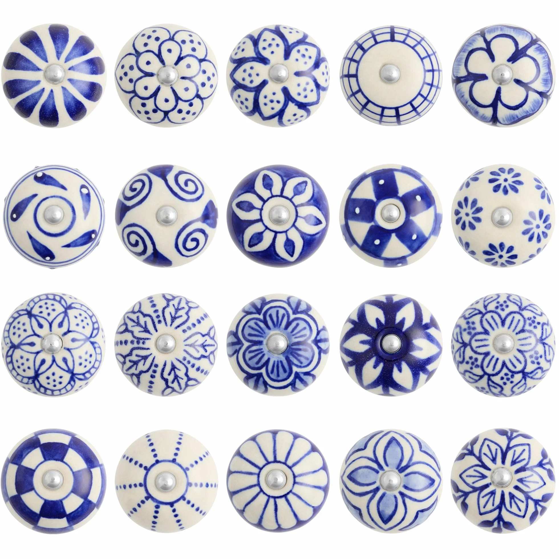 Pomelli in ceramica vintage dipinti a mano Set da 20 per cassetti armadi porte cucina