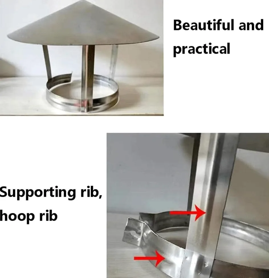 inless - Cappa per camino in acciaio con protezione dagli uccelli, copertura per canna fumaria, universale, design a vita alta, adatta a 80 mm di diametro, struttura resistente alle intemperie
