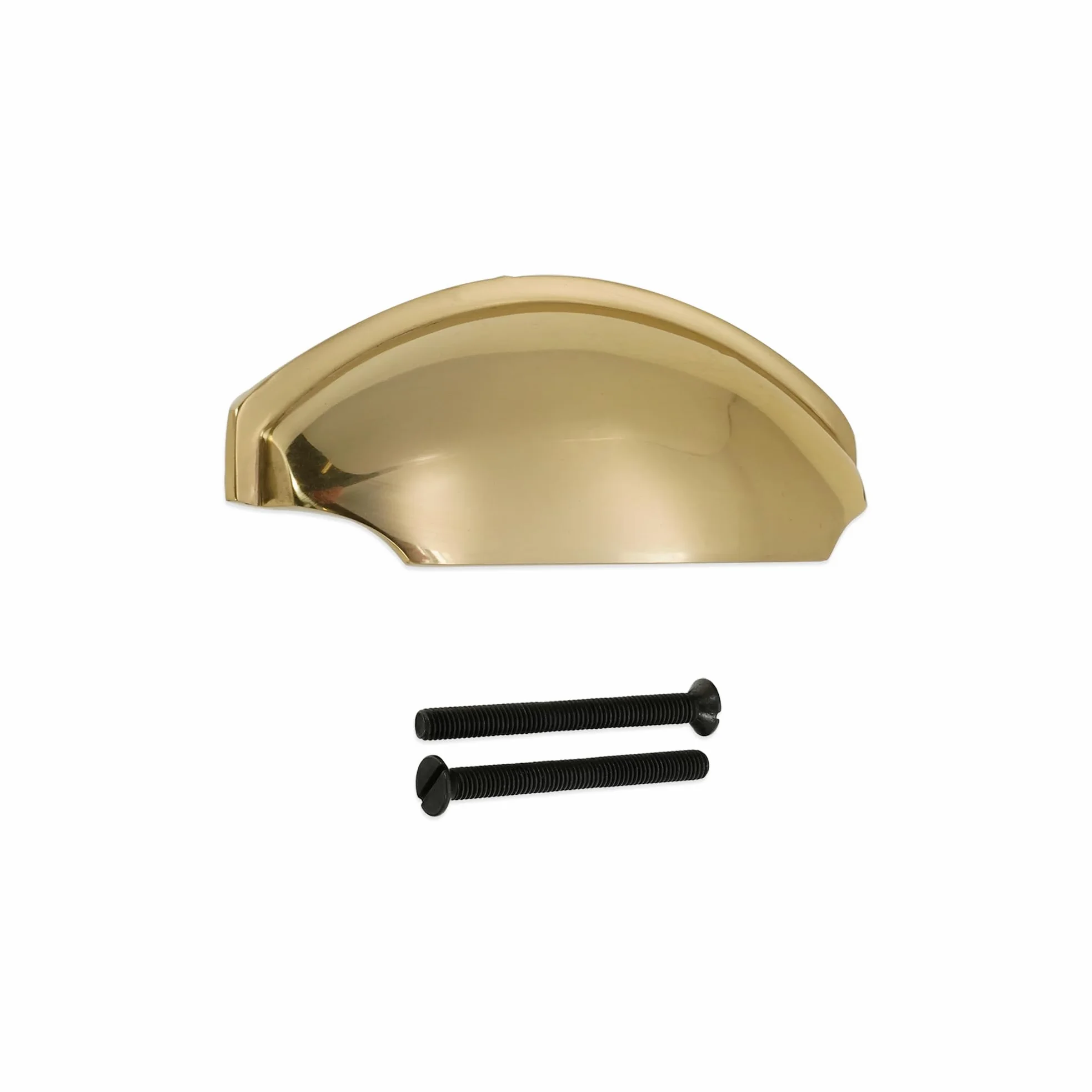 Infinity Decor Confezione da 4 pomelli in ottone lucido stile moderno mezza luna tulipano in ottone massiccio 150 mm – per armadio da cucina, credenza, cassetto maniglia porta