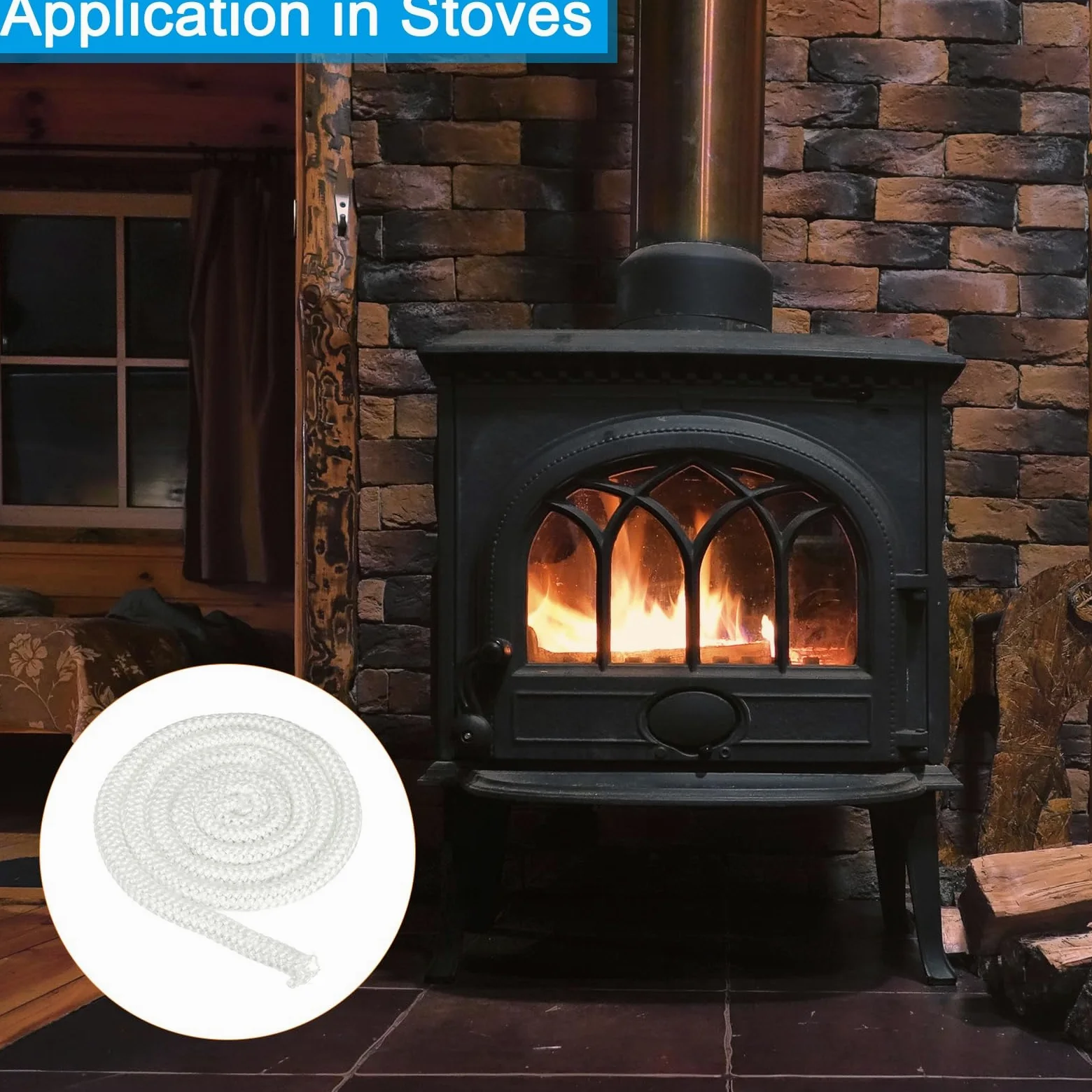 PATIKIL Guarnizione Per Stufa 16mm x 2.5 Metri, 2Pcs Cordone Rotondo In Fibre Di Vetro Resistente Ad Alte Temperature Per Stufe Porte Di Camini, Bianco