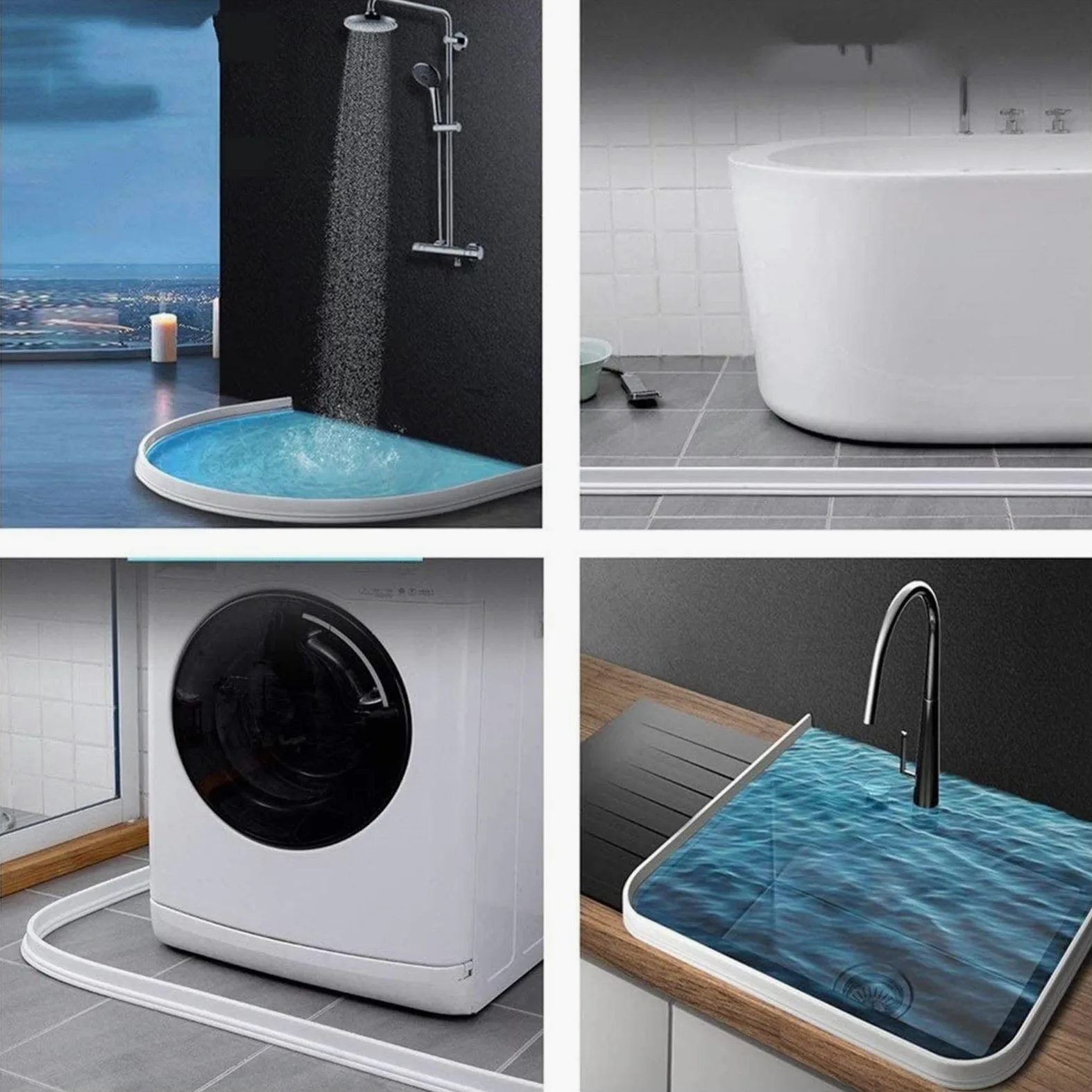Striscia di tenuta trasparente per porta della doccia, accessorio da bagno impermeabile da 170 cm, previene perdite d'acqua e troppopieno, perfetta per docce, vasche da bagno e aree umide