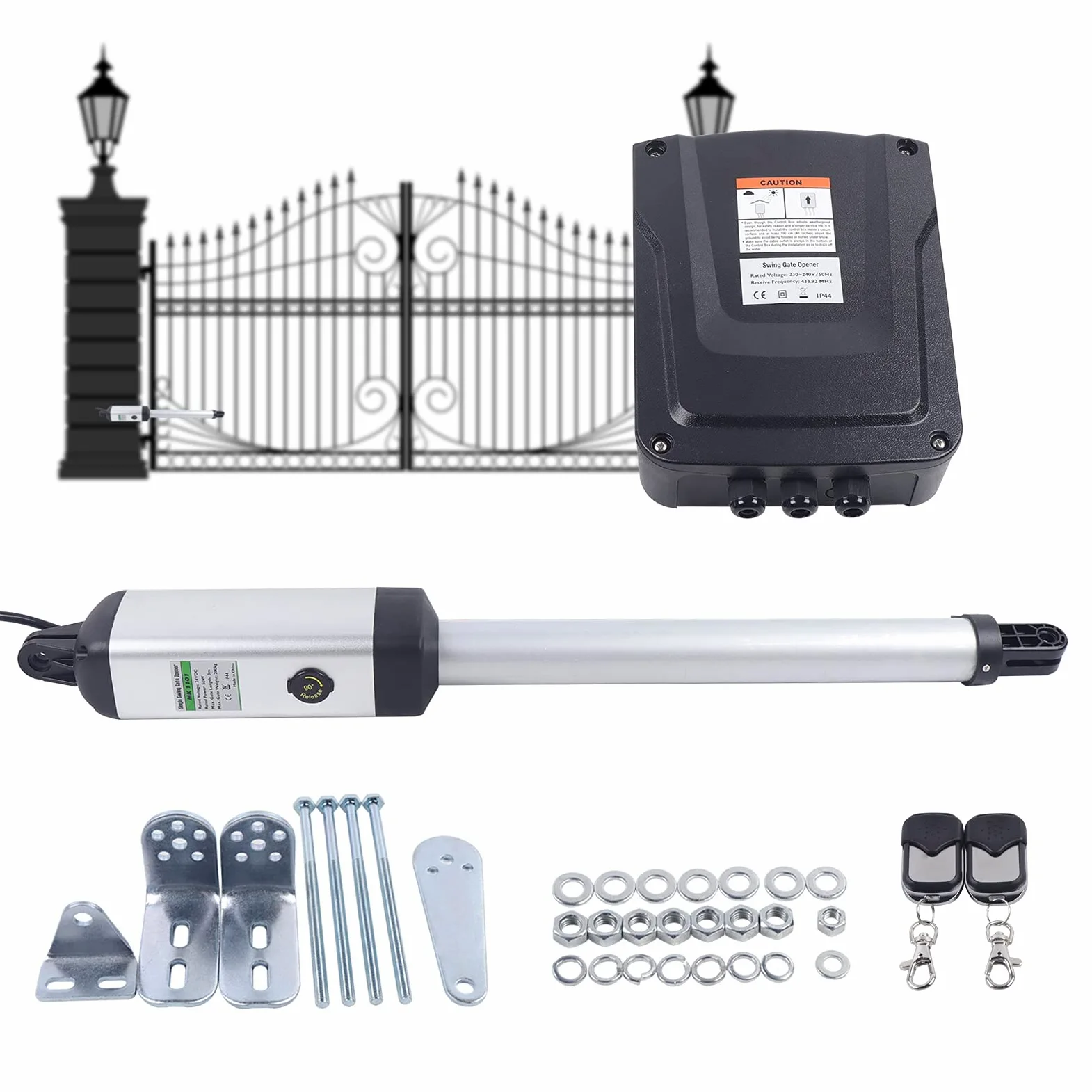 50 W, azionamento per cancello scorrevole, fino a 300 kg, apricancello scorrevole automatico con 2 telecomandi, apriporta con motore automatico per cancello da cortile