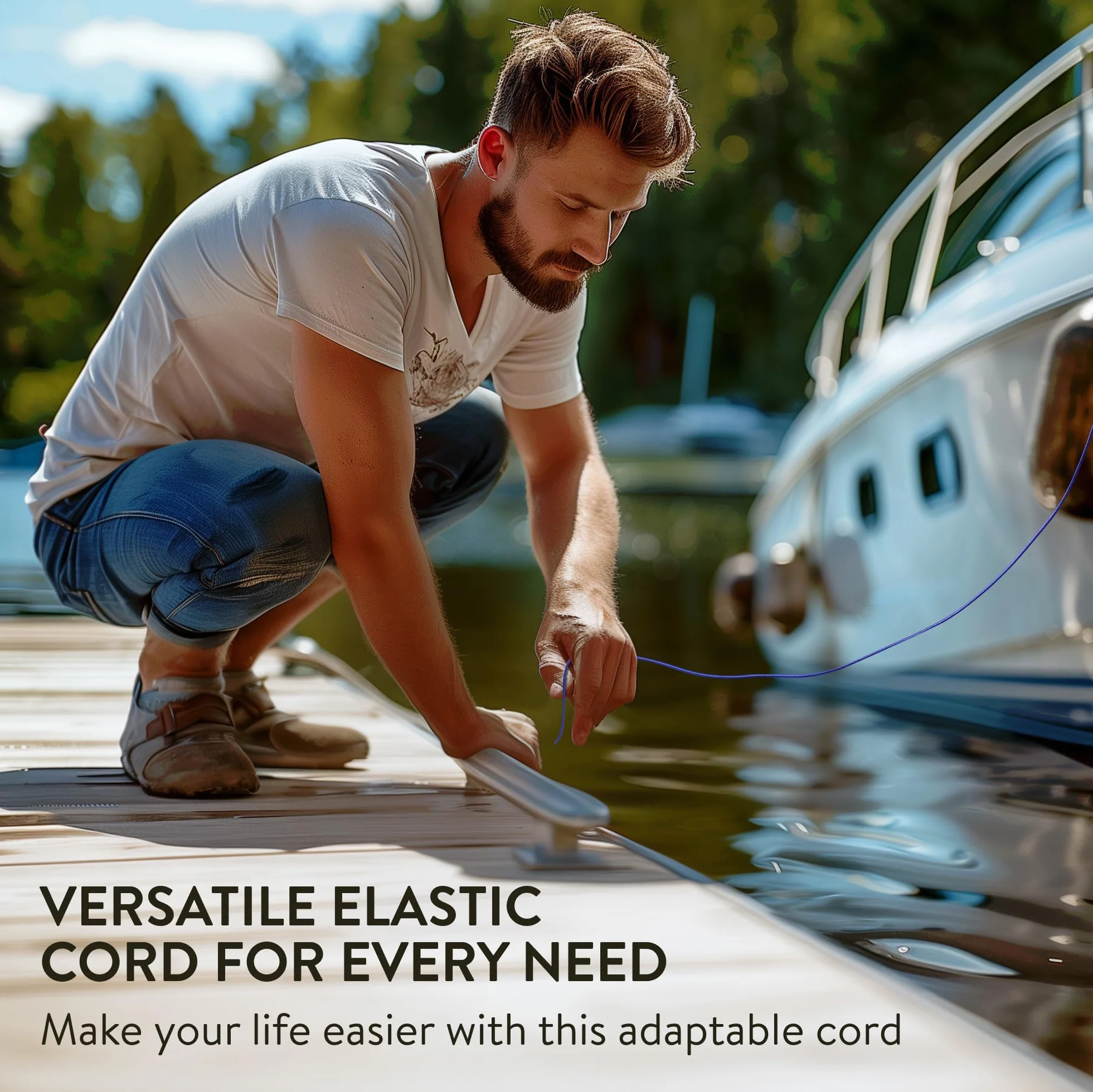 PRETEX Corda Elastica - Ø 3 mm x 30 m - Durevole per Teloni e Striscioni - Cinghia Portapacchi per Lavori Fai da Te e Imballaggio - Resiste alle Intemperie e ai Raggi UV - Blu