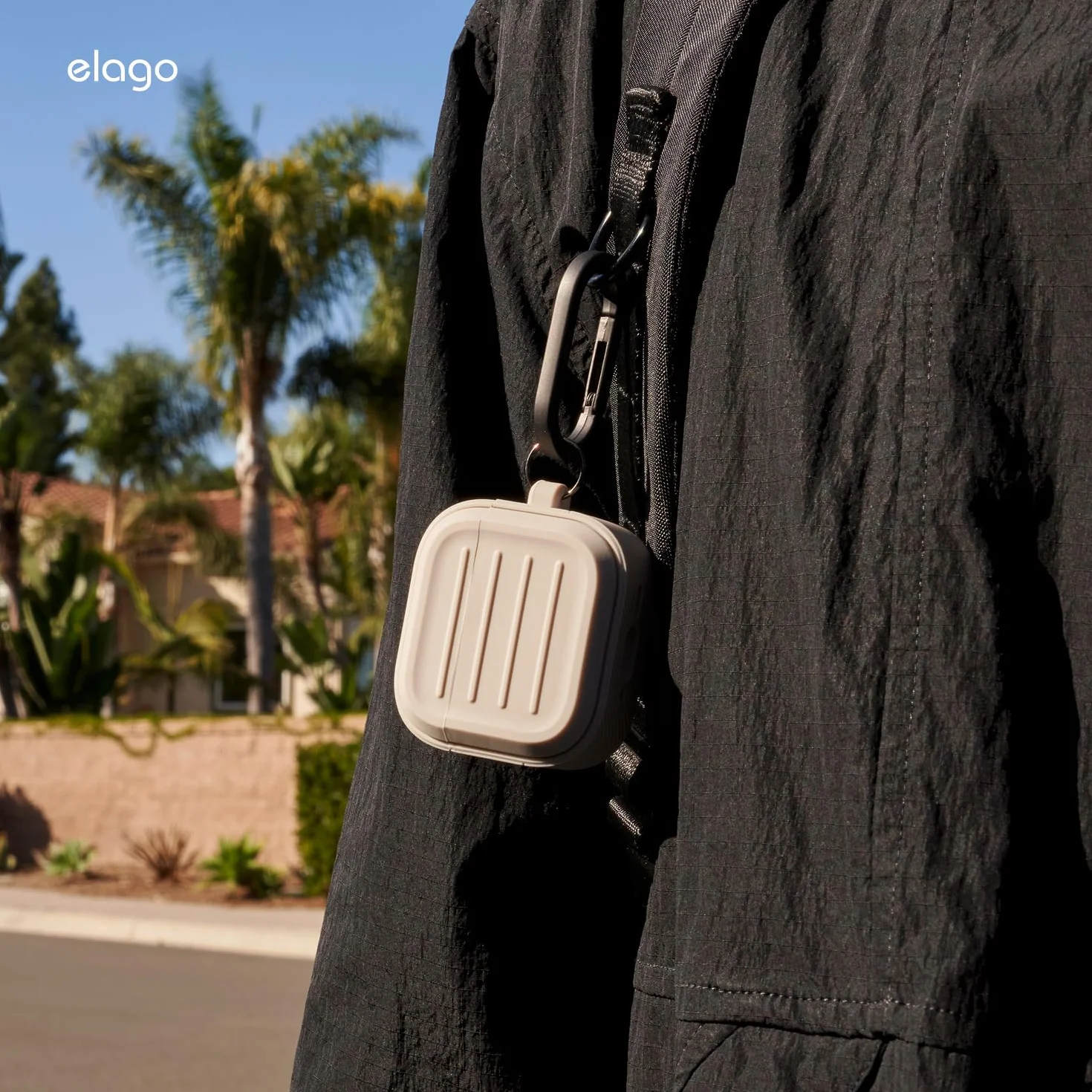elago Armor Custodia Compatibile con la Custodia AirPods 4 - Compatibile con la Custodia AirPods 4, Moschettone Incluso, Supporta la Ricarica Wireless, Protezione Totale (Pietra)