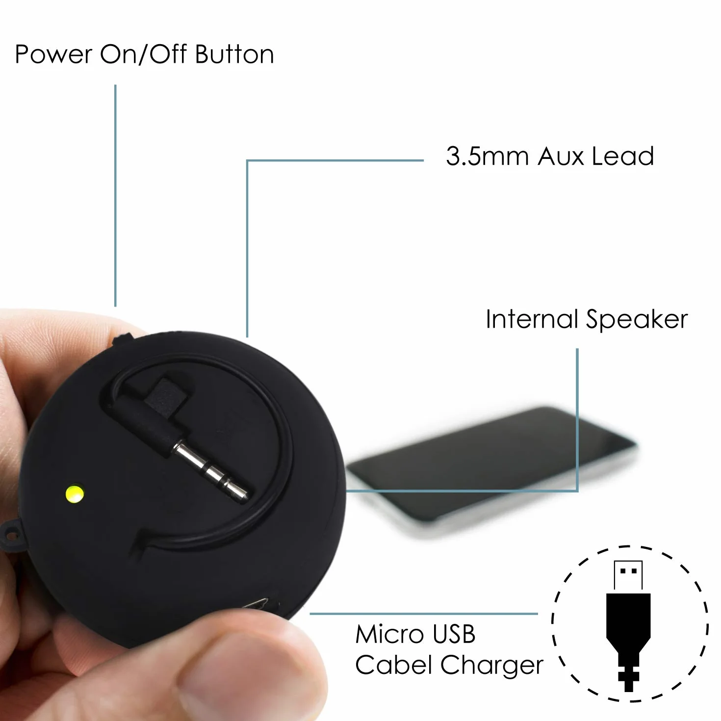 TRIXES Mini altoparlante da viaggio per iPod, iPhone, iTouch, iPad, MP3, Nero