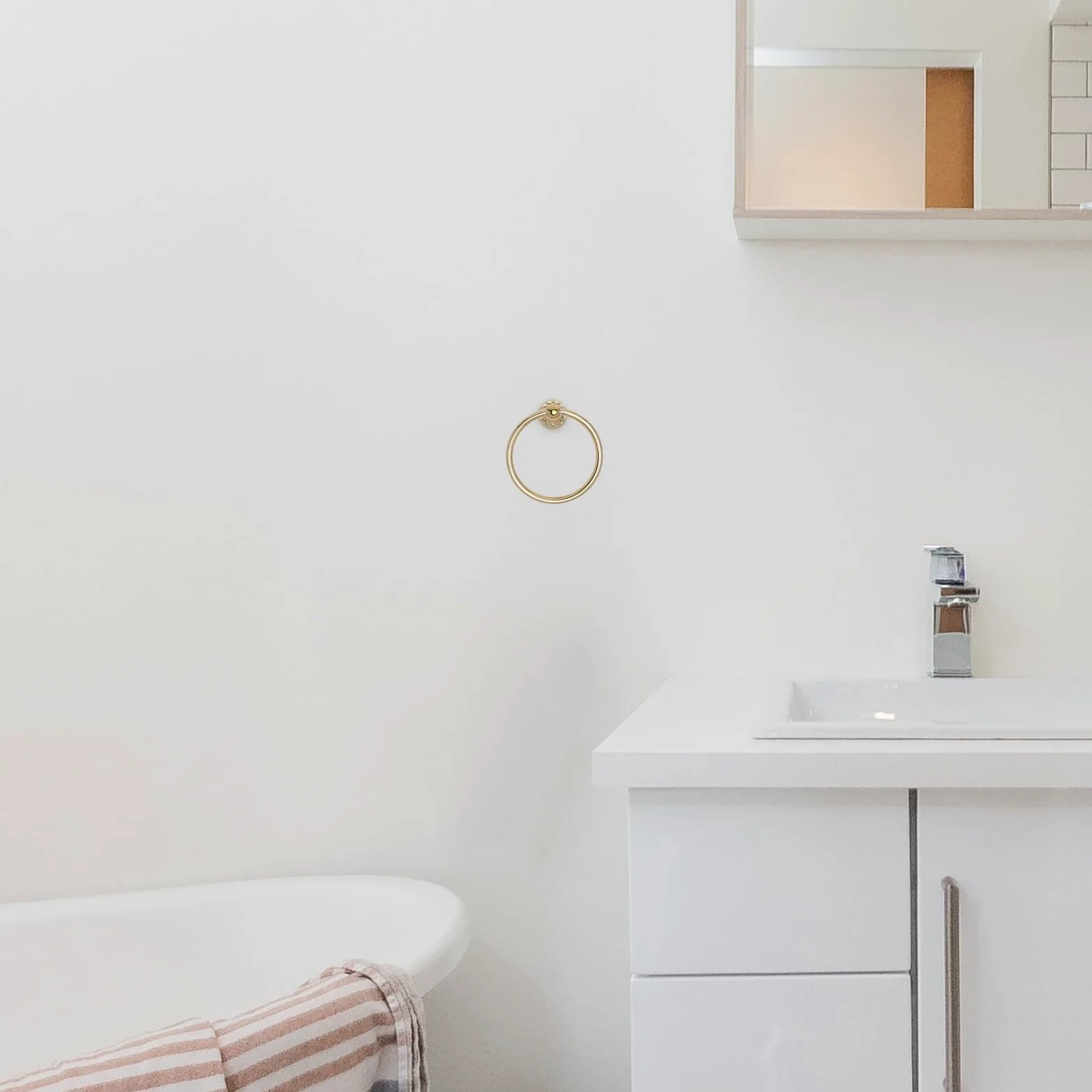 Portasciugamani Anello Dorato in Acciaio Inox Resistente alla Corrosione, Gancio Portasciugamani Rotondo da Bagno Design Chiusura Sicuro, per Bagno, Cucina e Camera da Letto