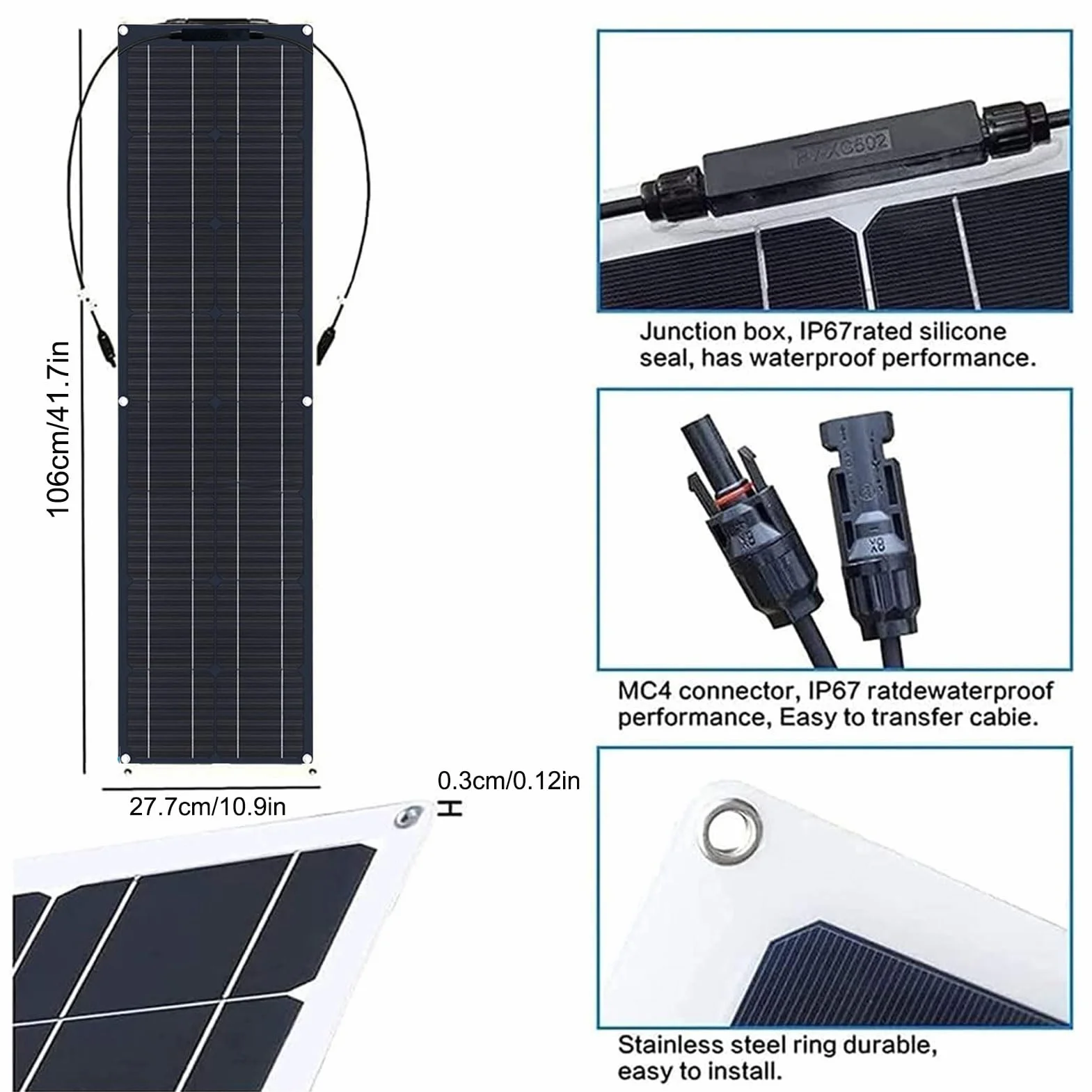 Pannelli Solari Flessibili da 600 W Kit Di 2 Pannelli Solari Monocristallini Flessibili da 300 Watt con Regolatore Di Carica per Ricarica Batteria da 12-24 V Batteria per Auto Camper Campe