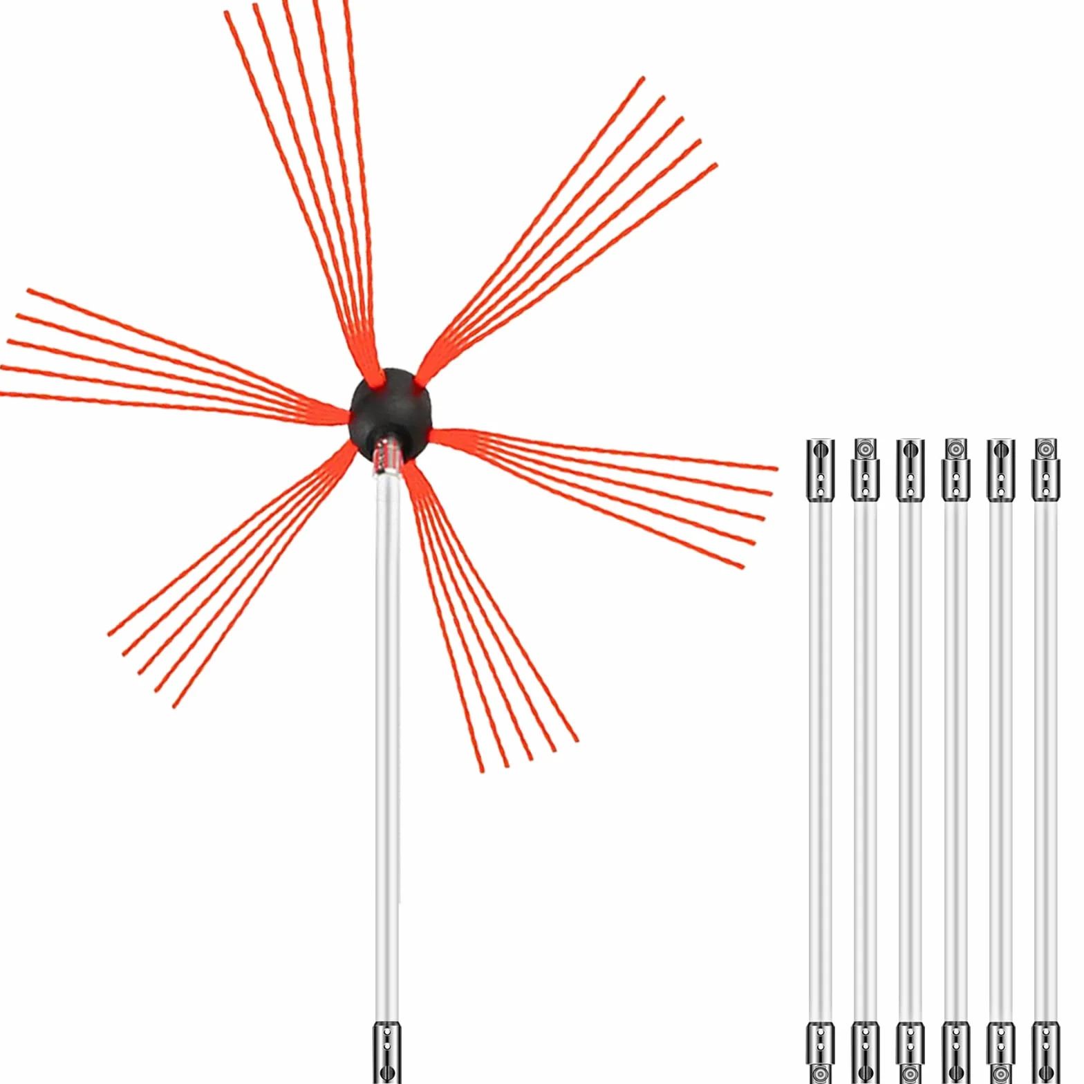 VEVOR Spazzacamino da 7M con 7 Canne in Nylon per Pulizia Camino Stufa Uso Domestico, Set Spazzole per Camino Stufa Kit Pulizia Camino Spazzola Camino Facile da Collegare con 7 Aste