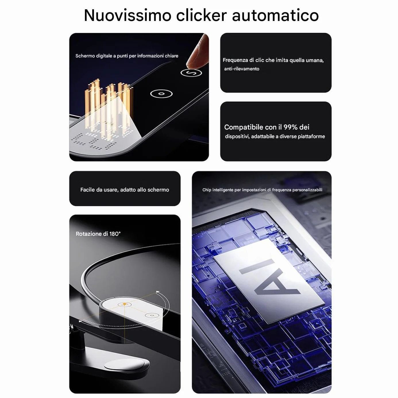 Clicker automatico - Schermata del telefono Tapper | SCREEN AUTO CUCCESSI DI AUTO | Fast Click Simulation Finger | Velocità del simulatore regolabile TAPPERI CHIECH FISICO TAPPERI PER I VIGLI GIOCHI L