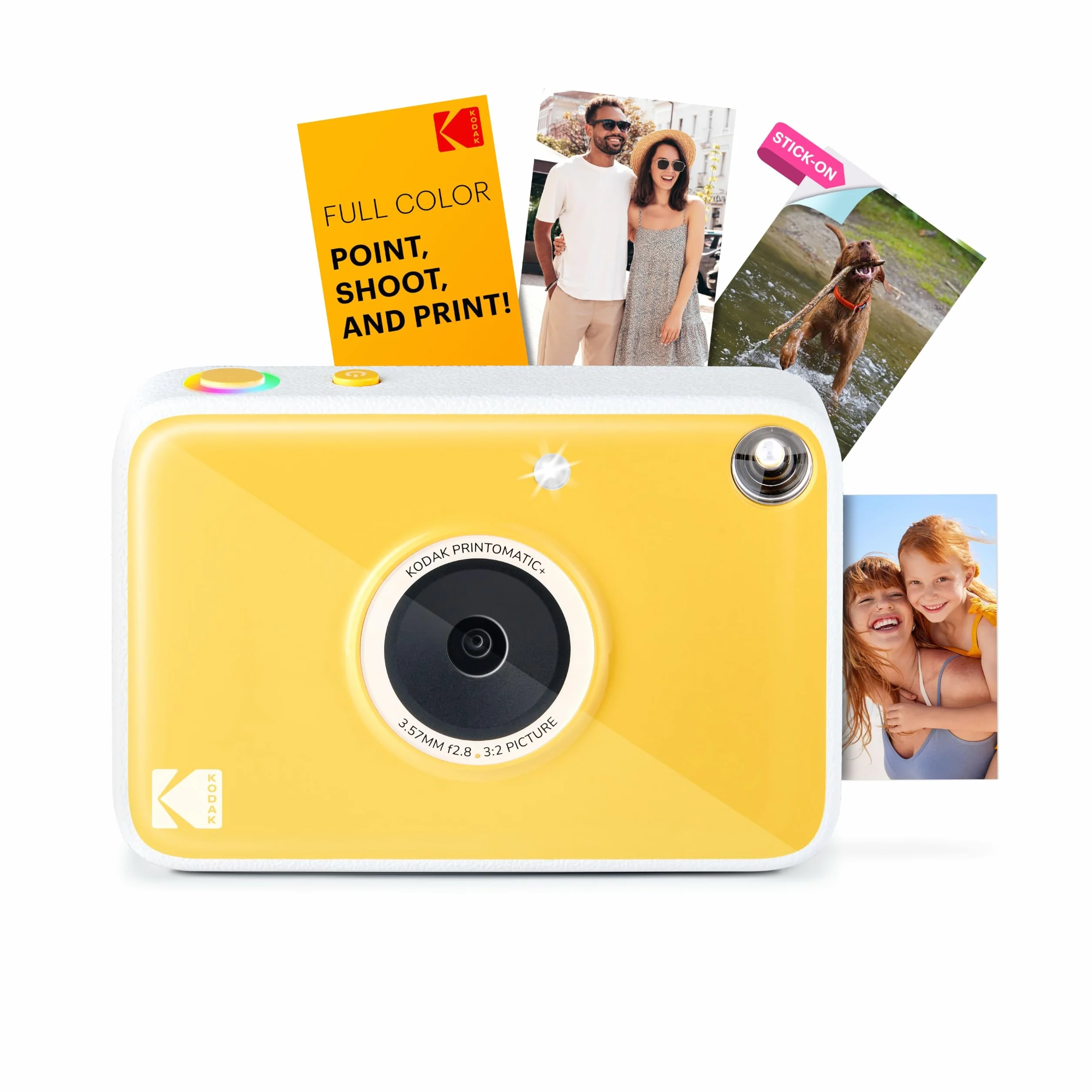 KODAK Printomatic+ Fotocamera Digitale Istantanea 10MP con LED RGB, stampa foto a colori su carta Zink 2x3” – Gialla