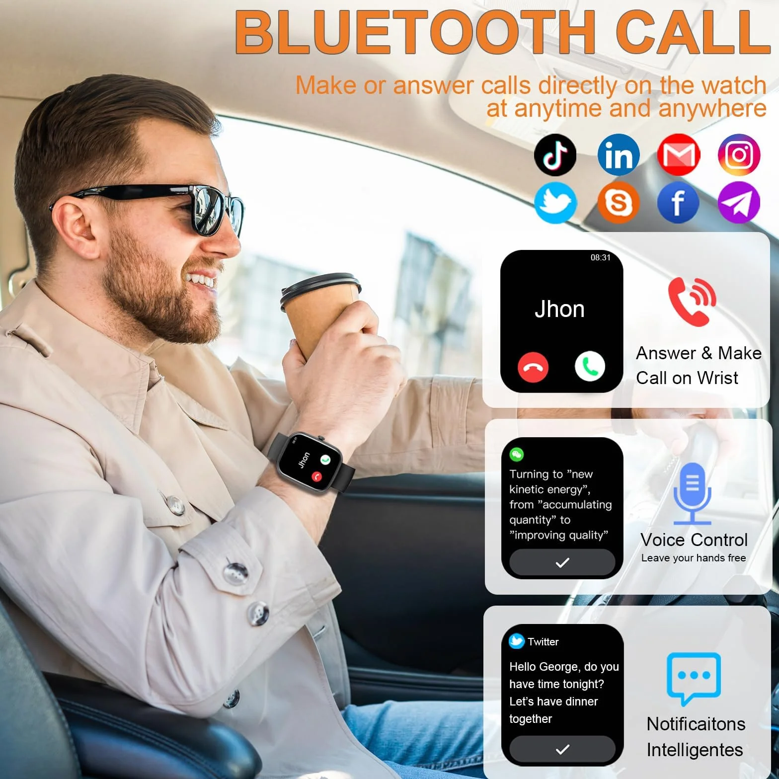 Nuovo Smartwatch Uomo Donna, 100+ Sportive Fitness Tracker con Sonno Contapassi Cardiofrequenzimetro, 1.91" Smartwatch con Effettua/Risposta Chiamate, Impermeabil IP68 Smart Watch per Android/iOS
