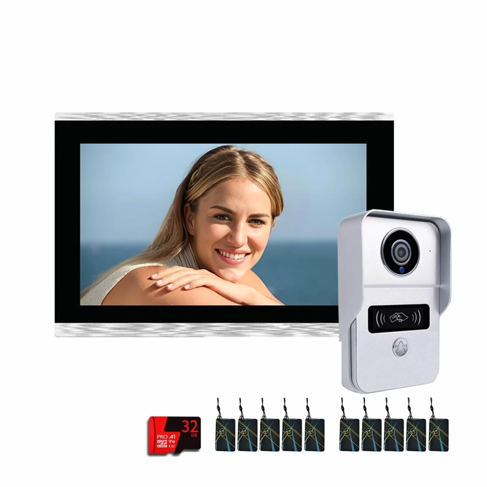 Tuya - Campanello smart video 1080P 5G WiFi a 2 fili, 25,4 cm, touch (1V1 10", argento)