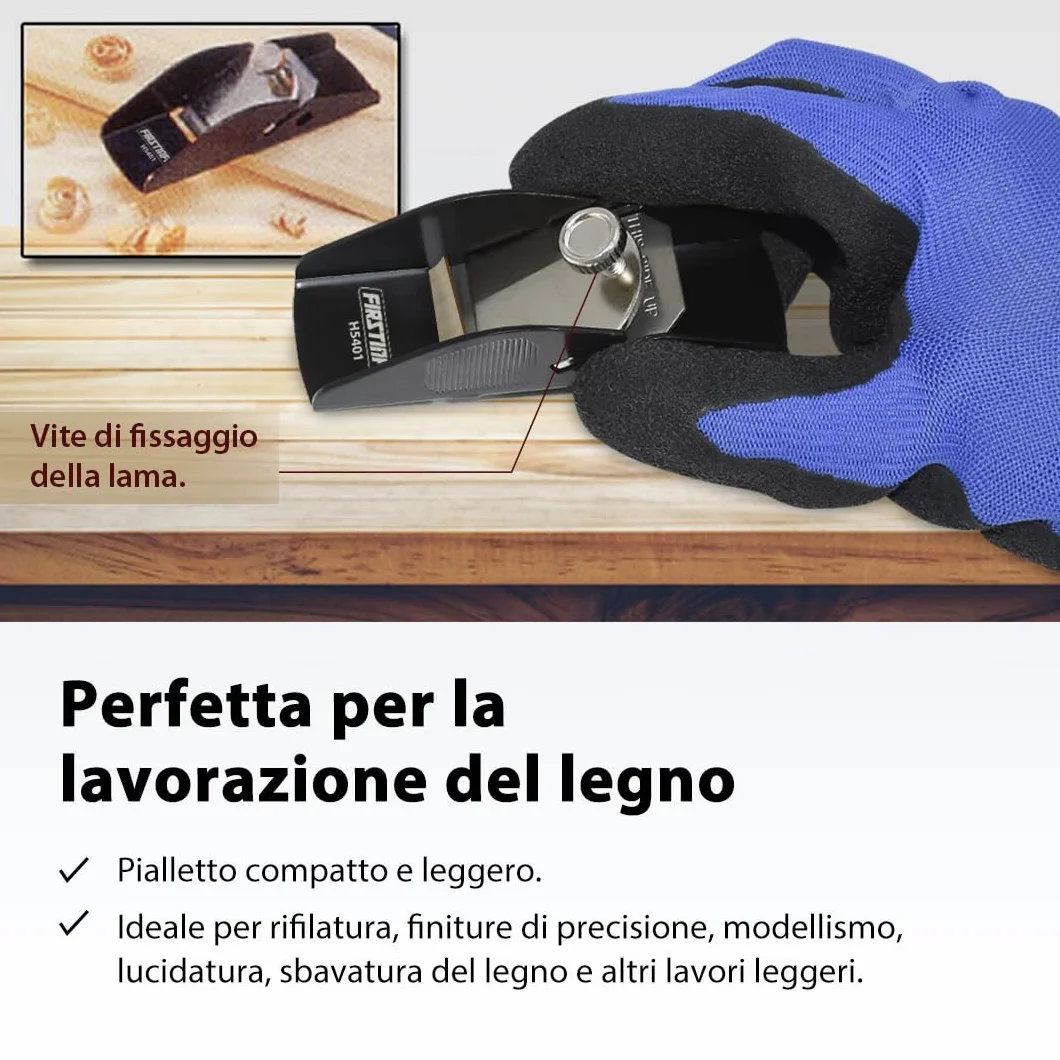 FIRSTINFO H5401 Mini Pialletto Manuale in Acciaio Leggero Pialla per Legno