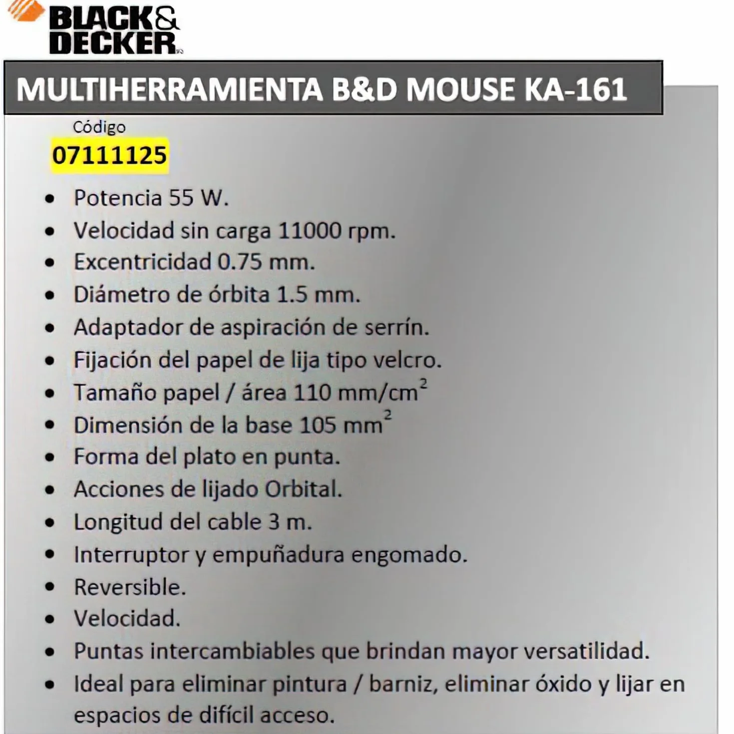 BLACK+DECKER Levigatrice Mouse Multifunzione