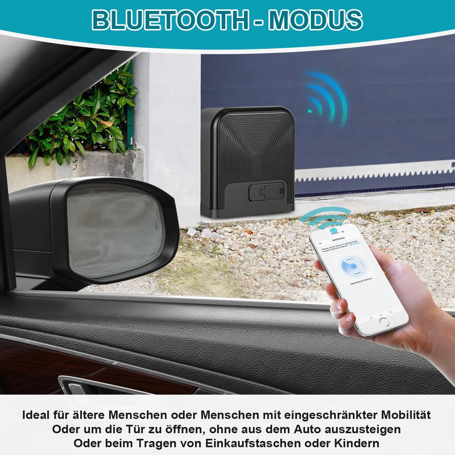 Attuatore scorrevole per cancello scorrevole 370 W 800 kg Smart WiFi azionamento automatico con 2 telecomandi, luce di avviso apriporta, funzione di chiusura automatica