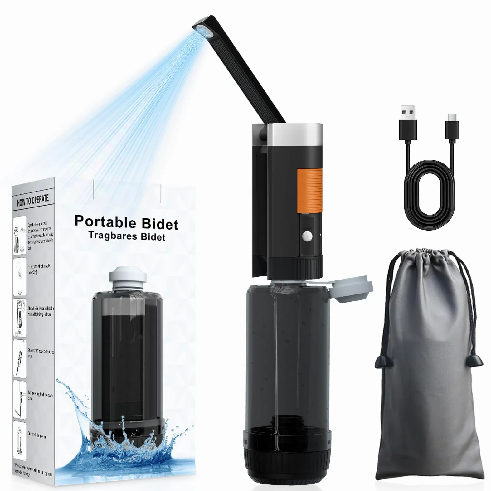 SoulBay Bidet portatile, bidet portatile portatile portatile da viaggio spruzzatore manuale elettrico per la cura personale, lavaggio del bambino, cura post-parto lenitiva