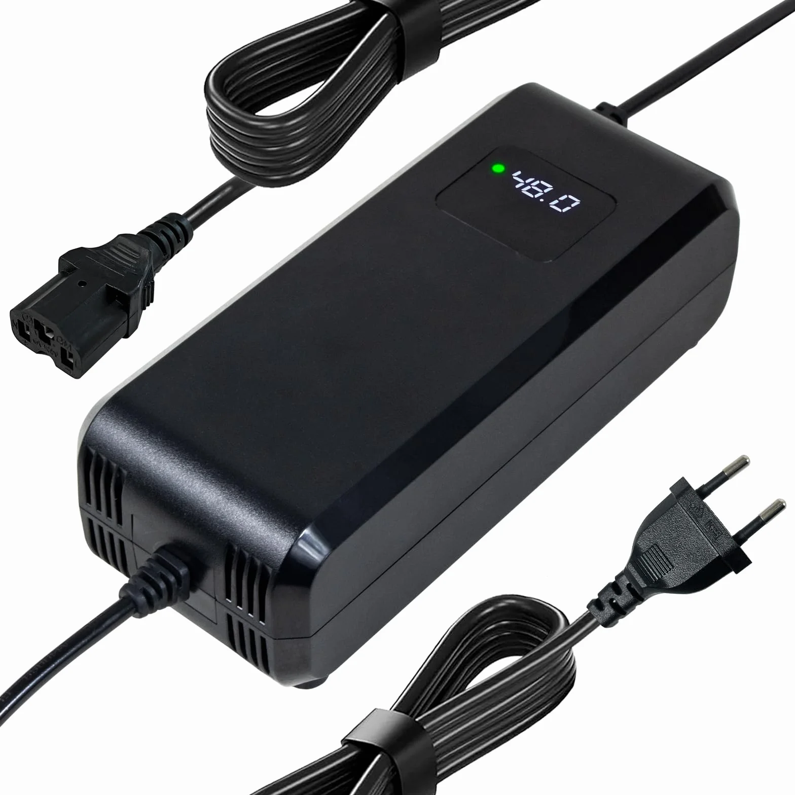 Caricatore per batteria al piombo-acido 48V 20Ah per veicoli elettrici, scooter elettrici, e-bike, caricabatterie AC-DC con display, connettore a 3 poli