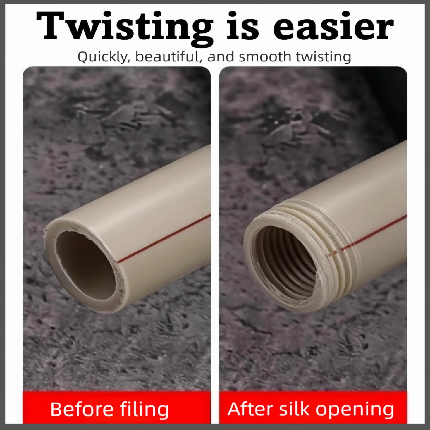 Integrated Internal & External Pipe Threading Tool,2025 New Pipe Thread Cutting Tool,1/2'' & 3/4'' PVC Pipe Threader Kit,Electric Drill Compatible Threader Kit for Home Repair (1/2''+3/4'')