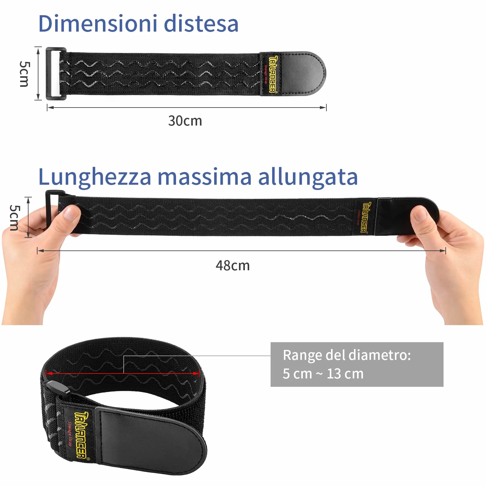 Trilancer Cinghie Elastiche Antiscivolo 30x5cm 8 Pezzi Cinghie a Strappo