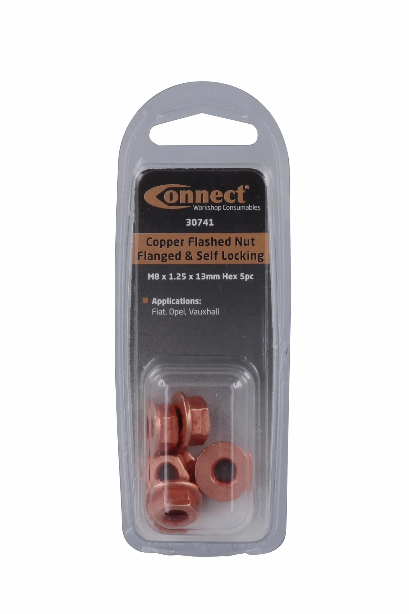 Connect 30741 Copper Flashed Nut Flanged Self Locking M8 x 1.25 x 13mm Hex 5pc