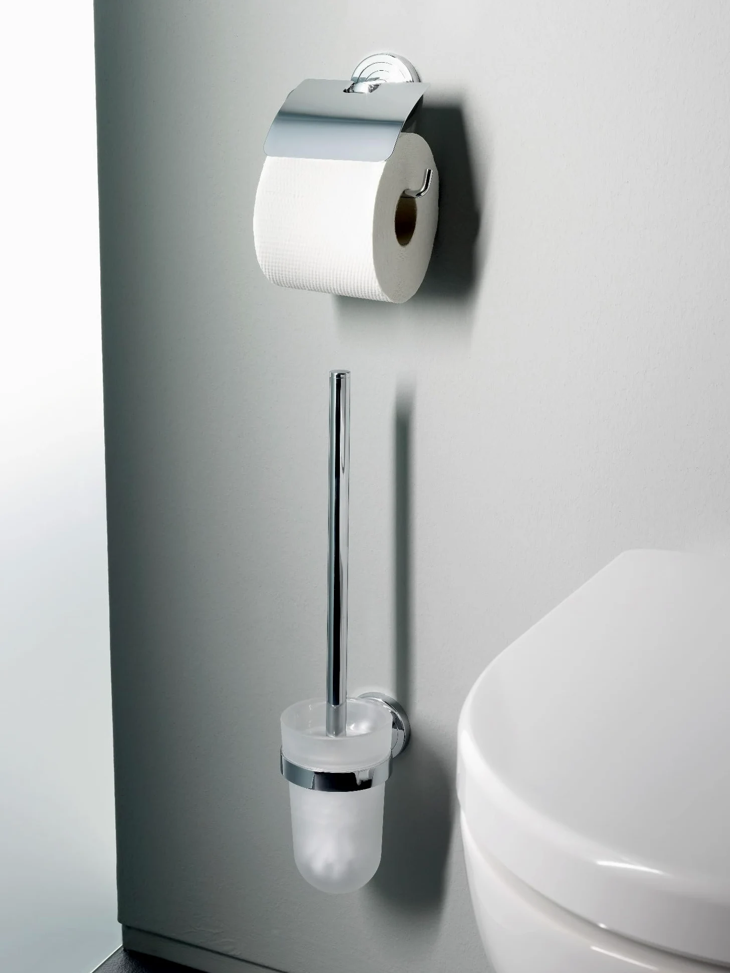 Emco Portarotolo Polo con coperchio, cromato (70000100), ottone, altro, 60 x 115 x 138