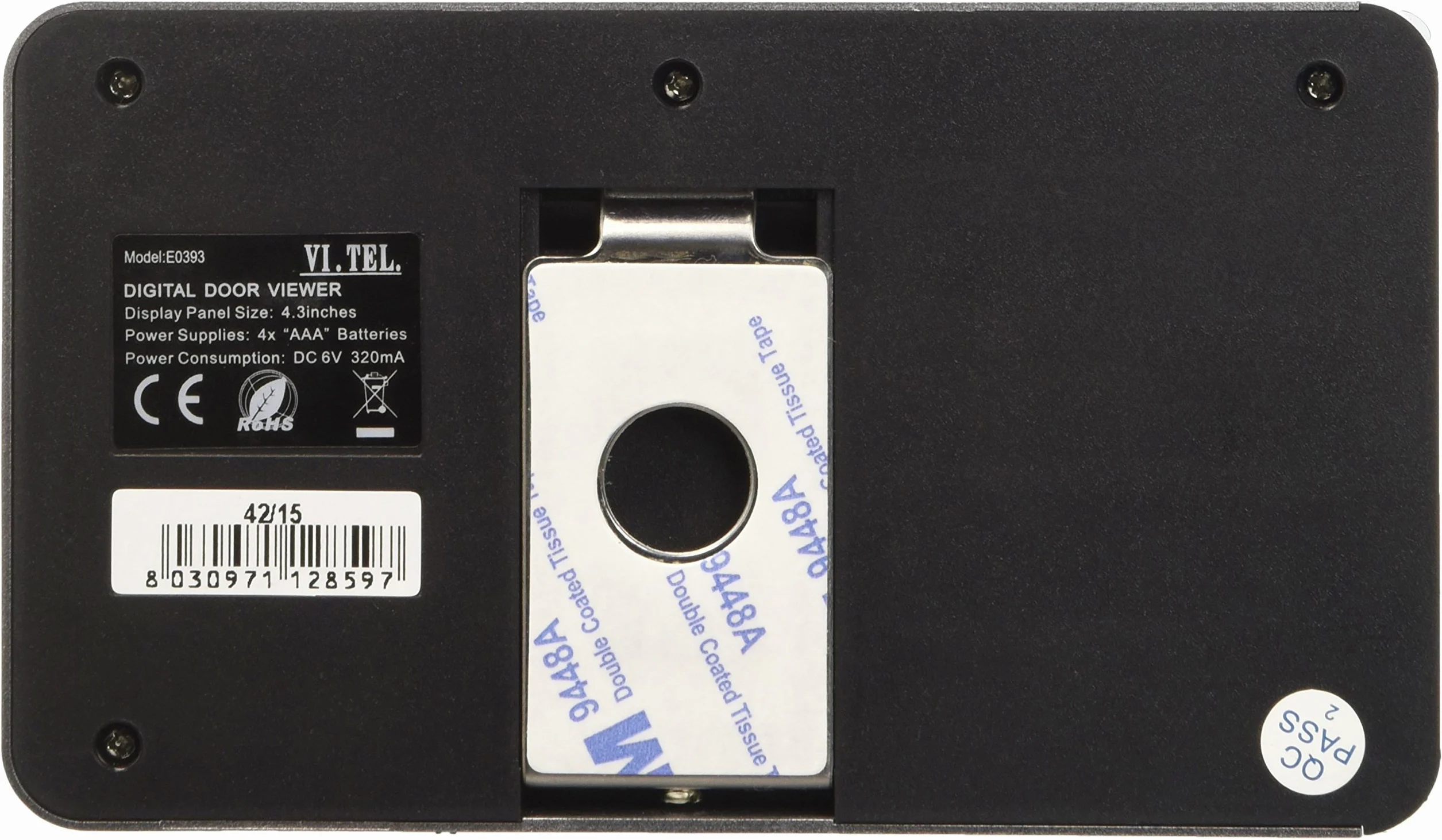 VI.TEL. E0393 12 Spioncino Digitale 4.3" con Sensore di Movimento, Argento