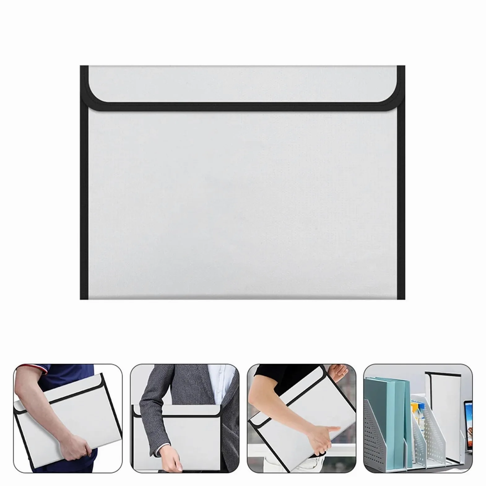Borsa portadocumenti di sicurezza ignifuga e impermeabile da 2 pezzi, grande capacità, design a doppio strato, borsa portadocumenti di sicurezza for ufficio ignifuga per Documenti Passaporto