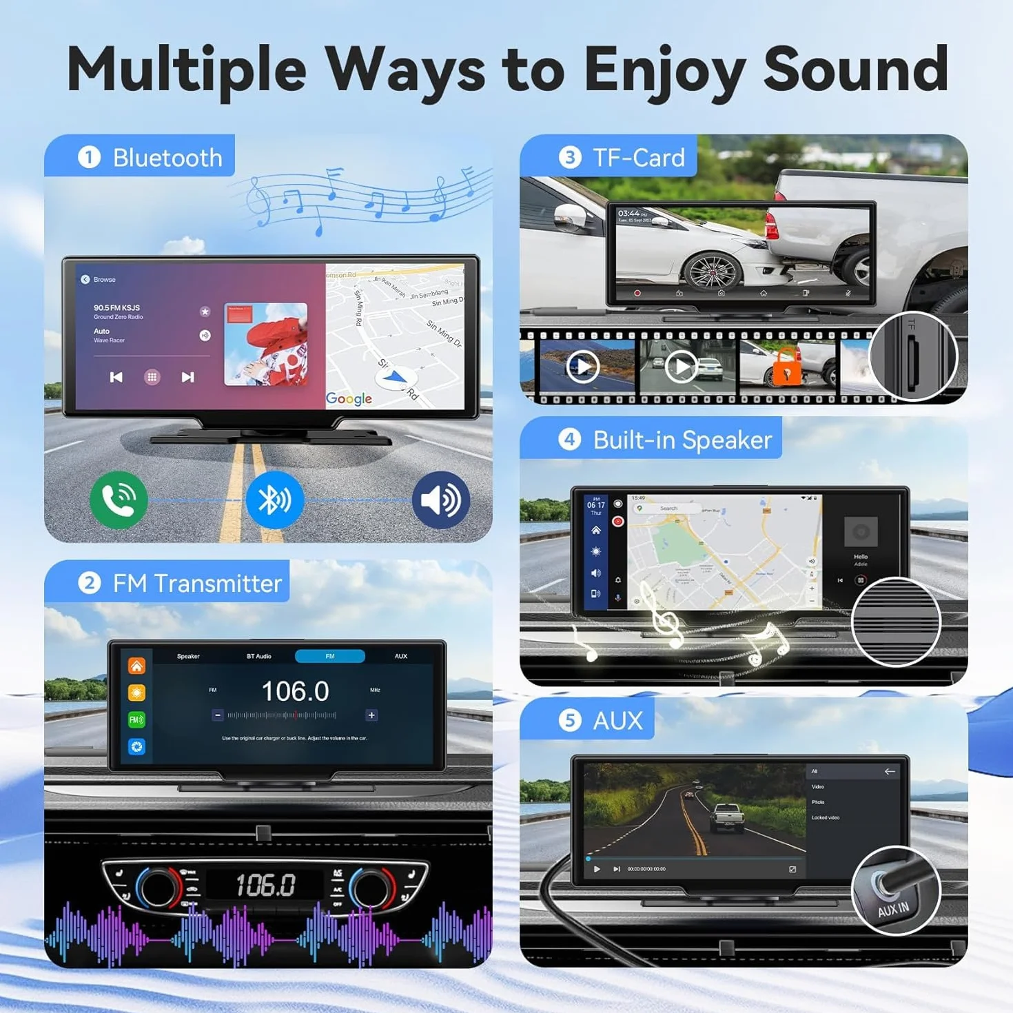 Carplay Display Android Auto Display da 10,26 pollici Wireless Android Auto Display per Auto Touch Screen con Dash Cam, Telecamera di retromarcia, Bluetooth,Siri,Bluetooth,FM, AUX,Mirror