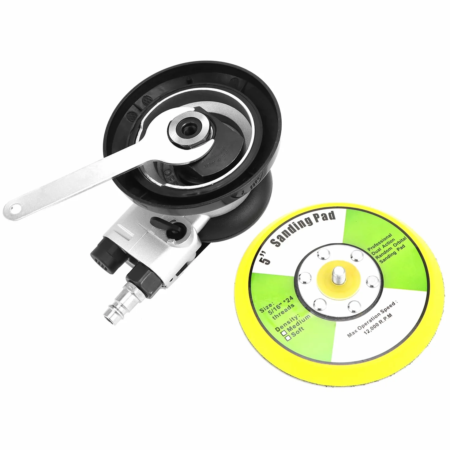 Levigatrice eccentrica ad aria compressa QWORK® 125 mm 12000 giri/min - lucidatrice pneumatica ad alte prestazioni per lucidare, levigare e levigare automobili