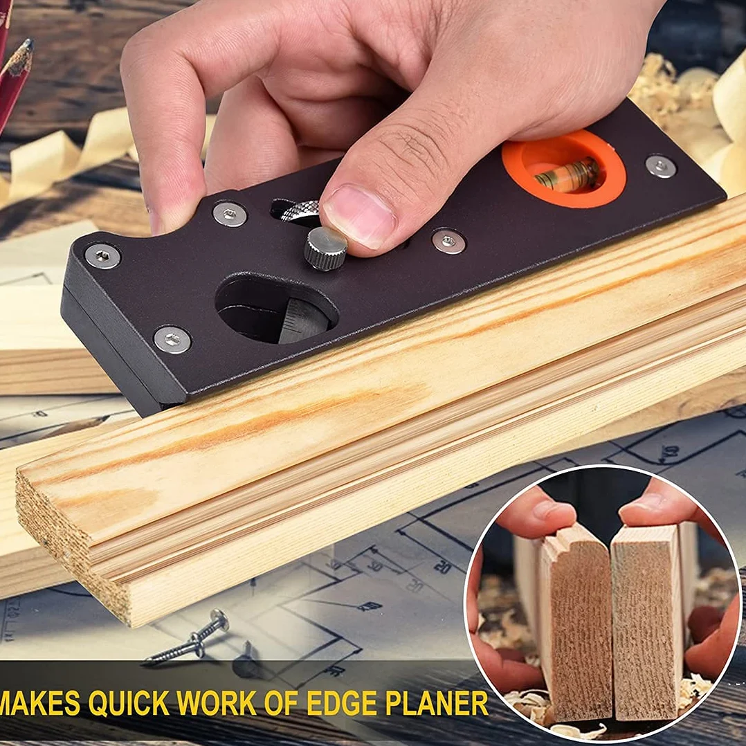 Pialla angolare per legno Set di piallatrici per falegnameria pialle angolari per legno Mano Smussatura Pialla Adatto per Taglio Rapido Bordo del Legno (con 4 coltelli)