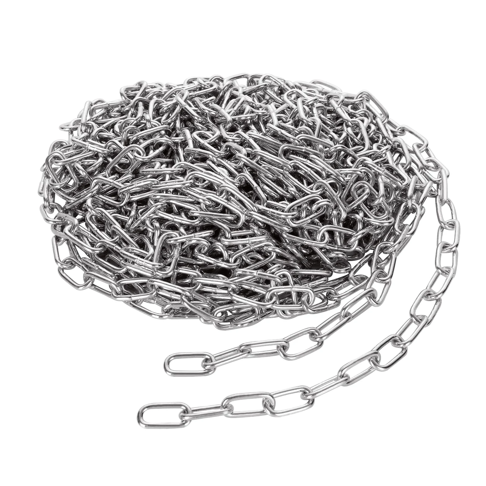 JMIATRY Catena in acciaio inox 304, lunghezza 15 m, maglie resistenti da 3 mm, porte del garage, catena a battente e serratura di sicurezza per biciclette