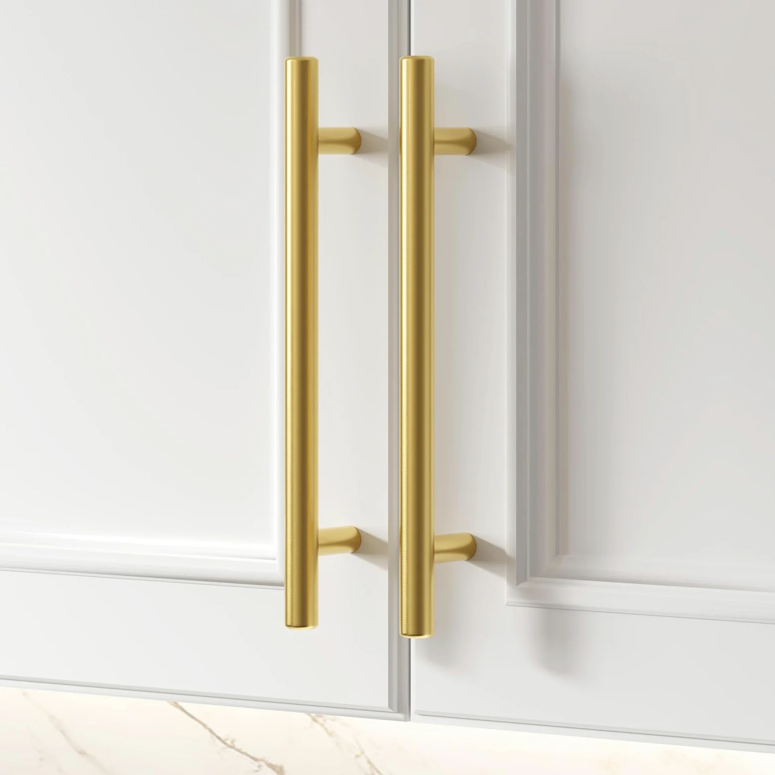 goldenwarm - 15 maniglie per mobili/armadi/porte/pensili della cucina, in acciaio inox, color oro, 160 mm