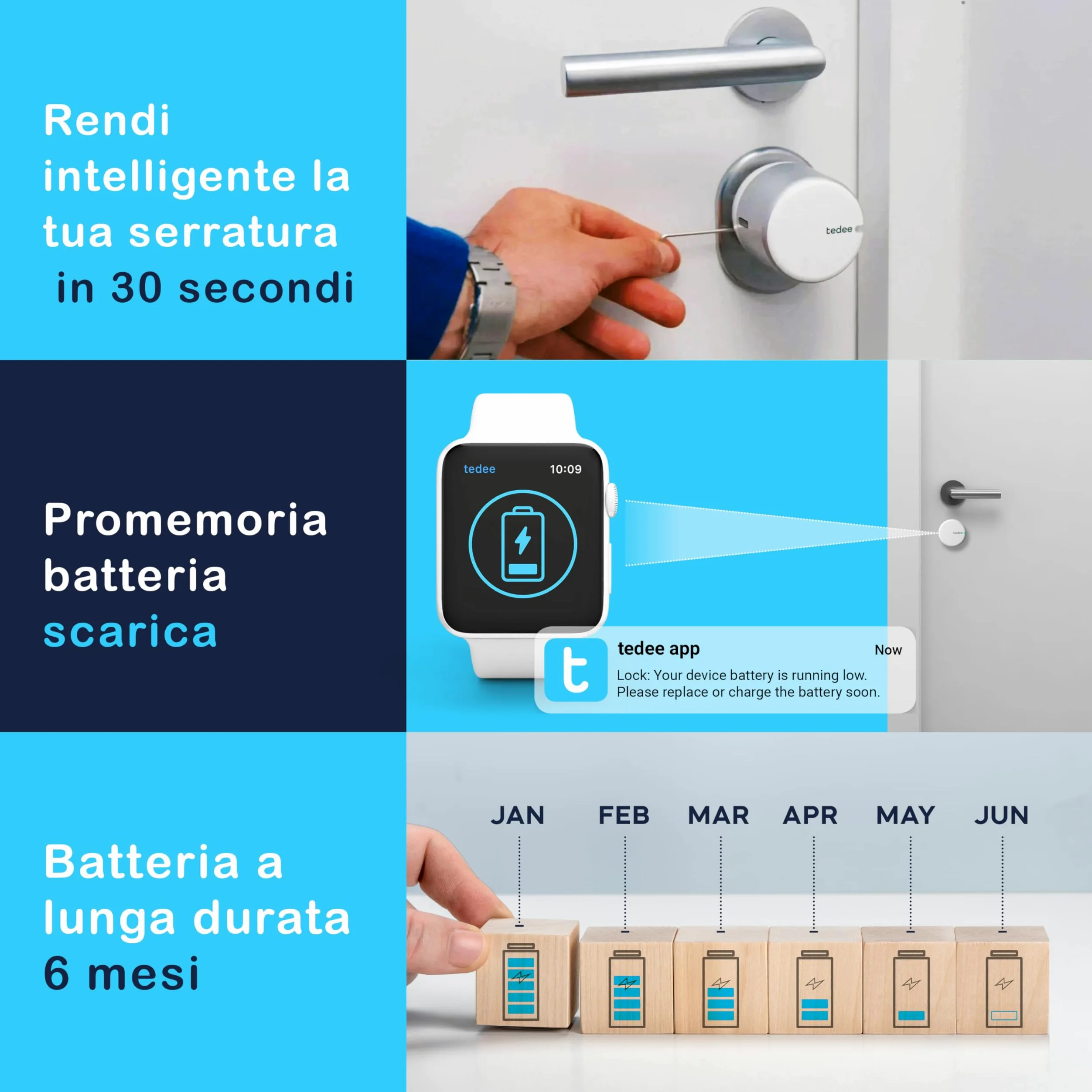 tedee GO2 Retrofit Smart Door Lock, Serratura Digitale con Blocco Automatico e App, Sicurezza Smart Lock Keyless Access