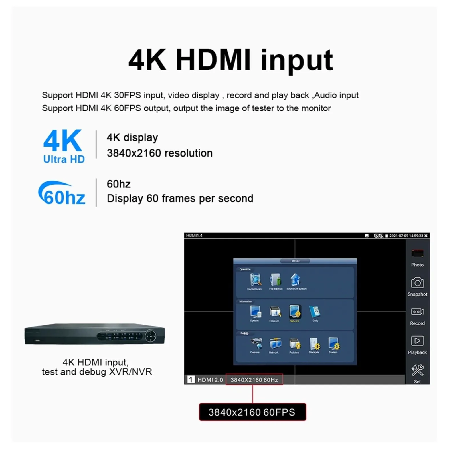 CCTV Tester, Tester CCTV For Telecamere Analogiche IP 8K E 8MP 4K HDMI Gigabit LAN PoE++ H12 Cavo Di Rete TDR Rilevamento Tensione Tracciatura Cavi