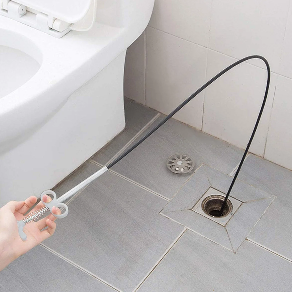 Pinza con griffe flessibile 4 griffe 90 cm Strumento per pulizia tubi scarico cucina bagno