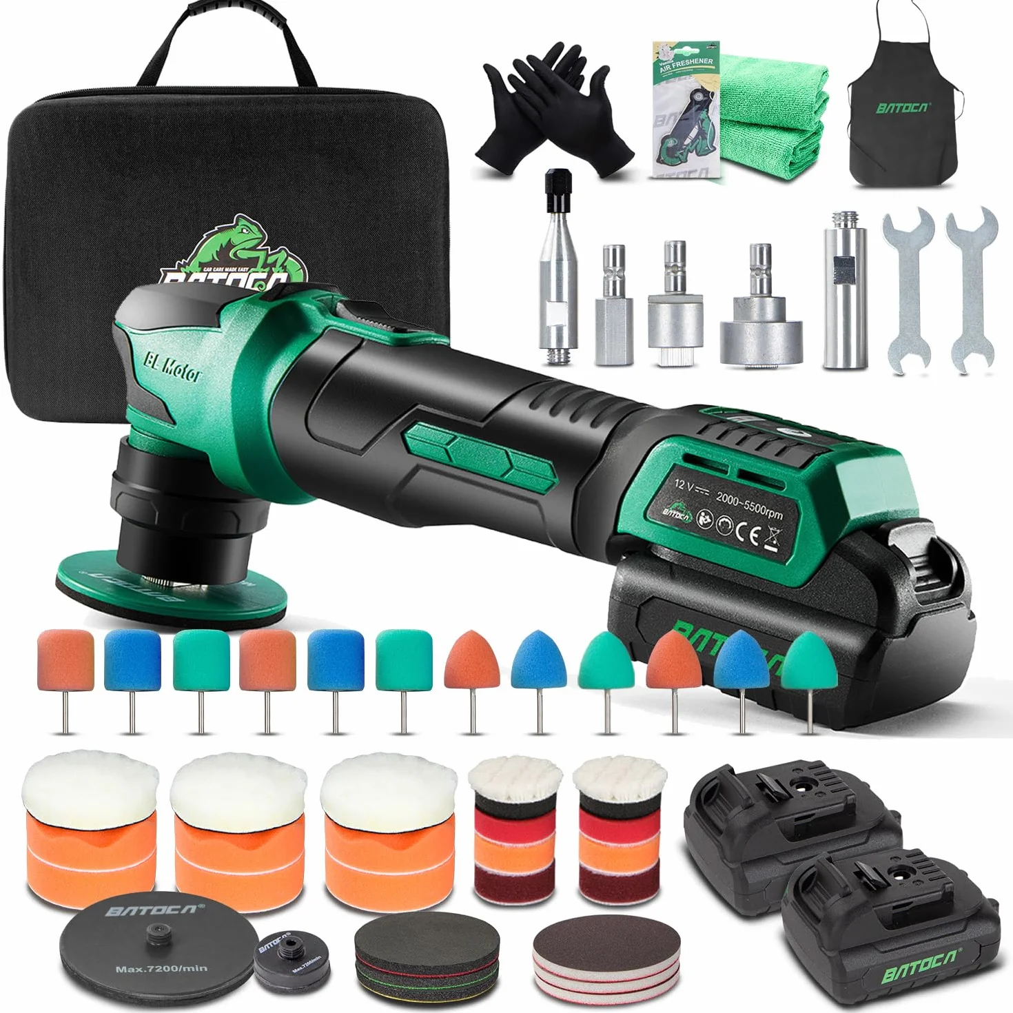 BATOCA S4 Lucidatrice Orbitale Rotativa a Batteria 12V 2.5Ah 2000-5500RPM Kit Lucidatura Auto