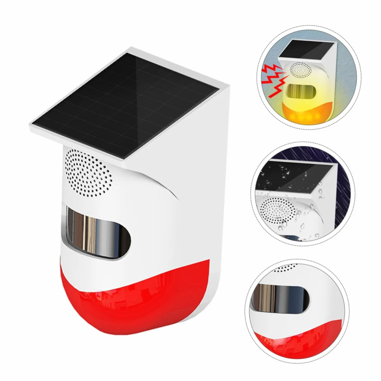 iplusmile Allarme Solare da Esterno Sensore Infrarosso, Ip67 Abs e Silicio, senza Fili Forte Sirena per Sicurezza Casa e Giardino