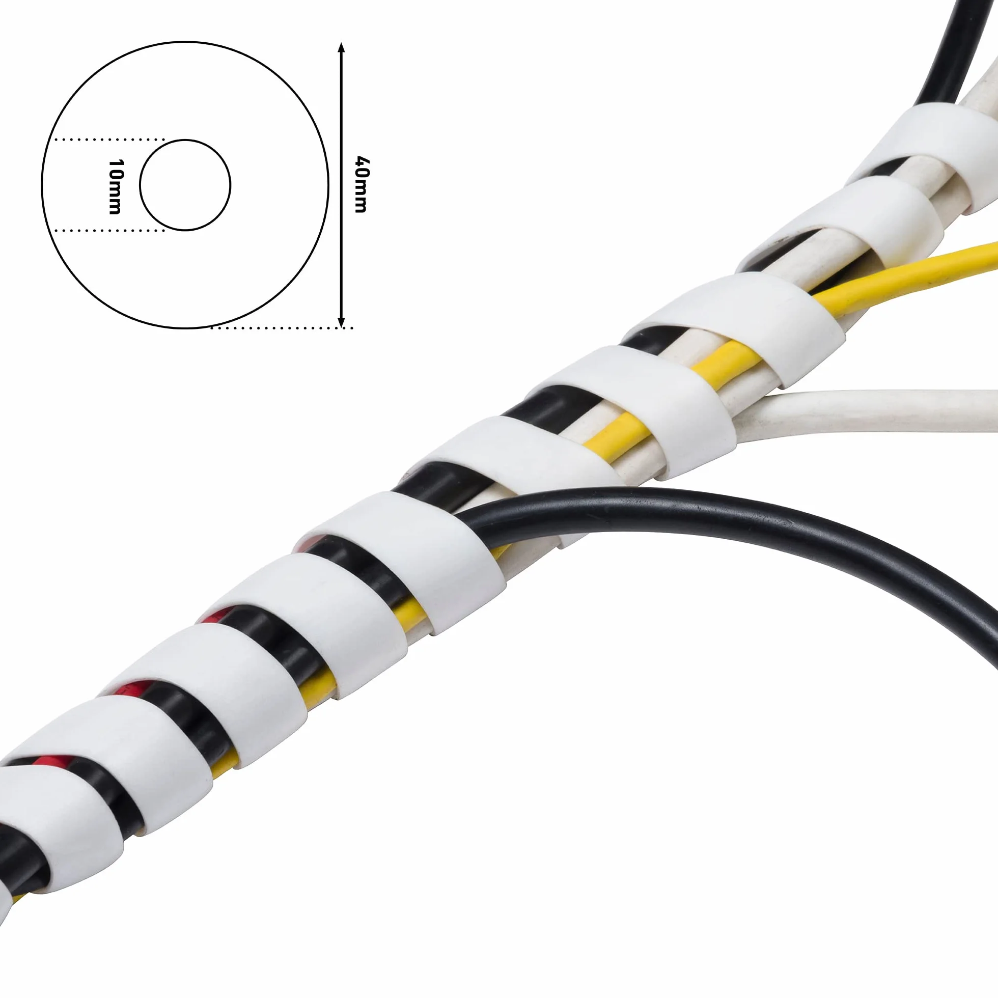 D-Line CTW2.5W Guaina a Spirale Raccogli Cavi Spiralato, Copricavo - 2.5m Lunghezza - Bianco
