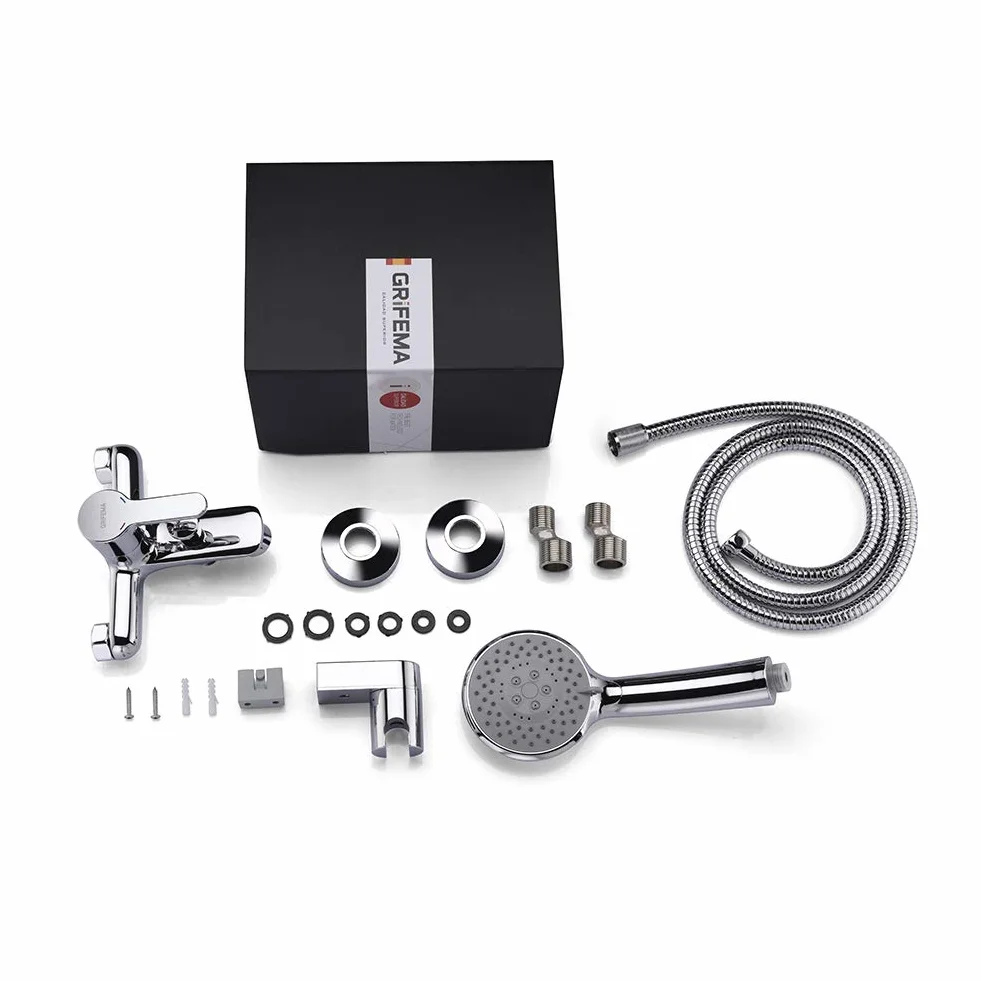 GRIFEMA PORTO-G13003 Miscelatore Monocomando Esterno per Vasca/Doccia G1/2 Pollici, Flessibile Acciaio Inox 1,5 m, Doccetta 5 Vie, Cromo