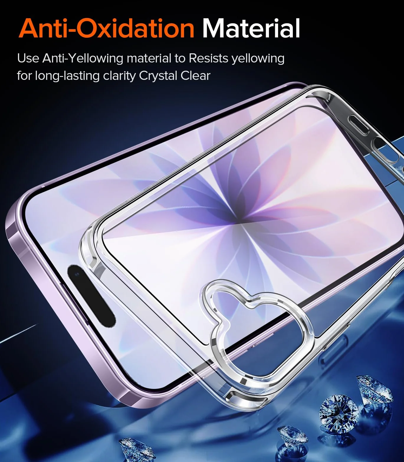 iVoler Anti Ingiallimento Chiaro Cover per iPhone 17 6.3 Pollice con 2 Pezzi Pellicola Vetro Temperato, [Antiurto di Grado Militare] Custodia Trasparente Sottile Case